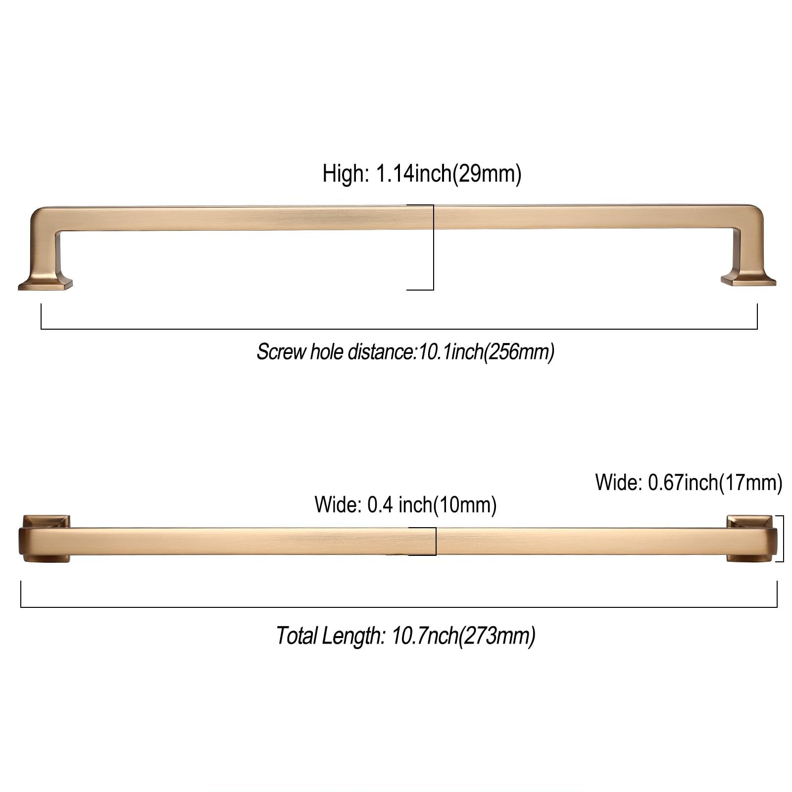 6-Pack 10 Inch (256mm) Champagne Bronze Cabinet Handles - Gold Kitchen Cabinet Hardware Drawer Pulls for Dresser, Cupboard & Wardrobe - Perfect for Modern Kitchen Renovation & Furniture Upgrade