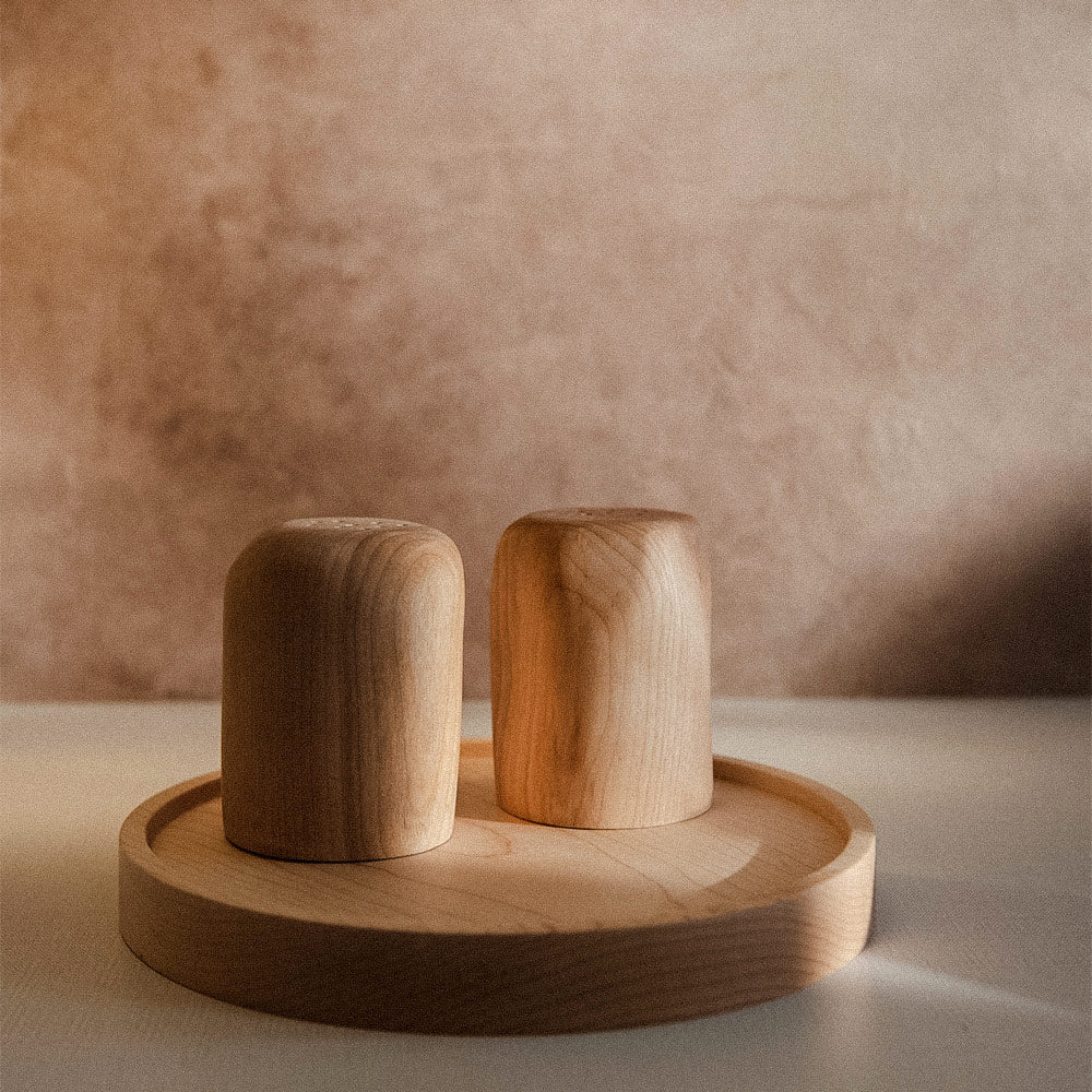 Premium Handcrafted Maple Wood Salt and Pepper Shakers Set - Natural Wooden Spice Dispenser for Kitchen, Dining Table & Gift Giving