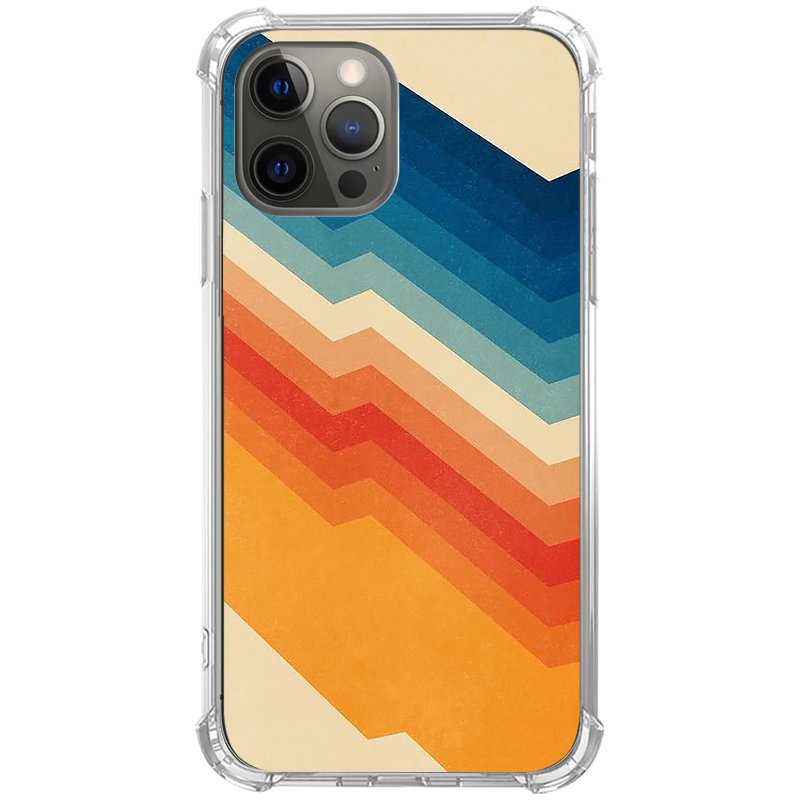 Vintage 70s Retro Rainbow Stripes Phone Case for iPhone 13 Pro Max - Colorful TPU Bumper Cover with Trendy Design | Perfect for Music Festivals, Beach Days & Retro-Themed Parties
