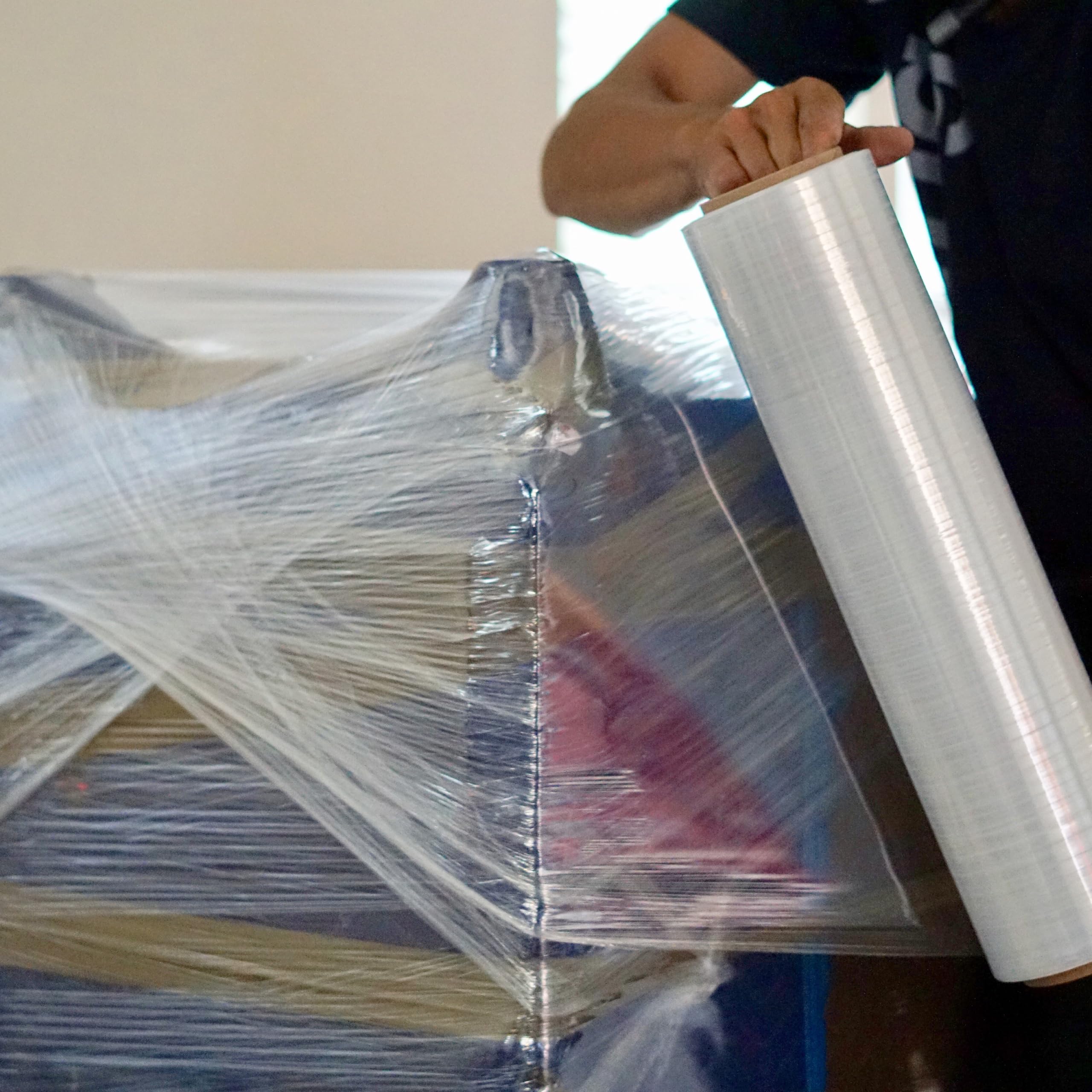 MMBM Stretch Wrap - 18 Inch x 1500 Feet, 80 Gauge Clear Plastic Cling Film (8 Pack) - Heavy Duty Blown Hand Stretch Film for Secure Pallet Wrapping, Moving & Packaging Supplies | Ideal for Warehouse, Shipping & Industrial Use