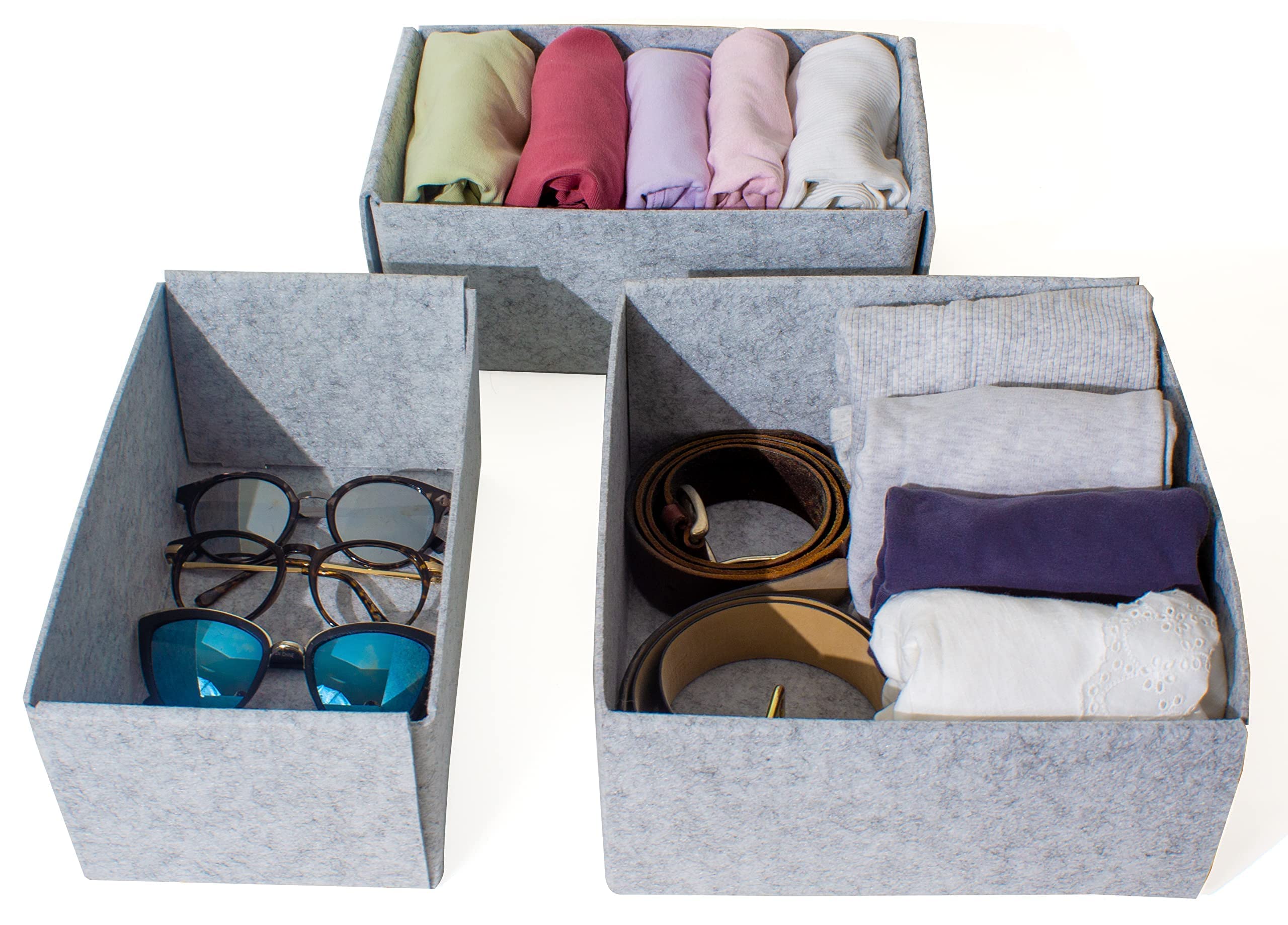 3-Pack Felt Drawer Organizers for Clothes & Baby Items - Foldable Storage Bins for Dresser, Closet & Underwear | Perfect Bedroom Organization Solution for Socks, Bras & Accessories