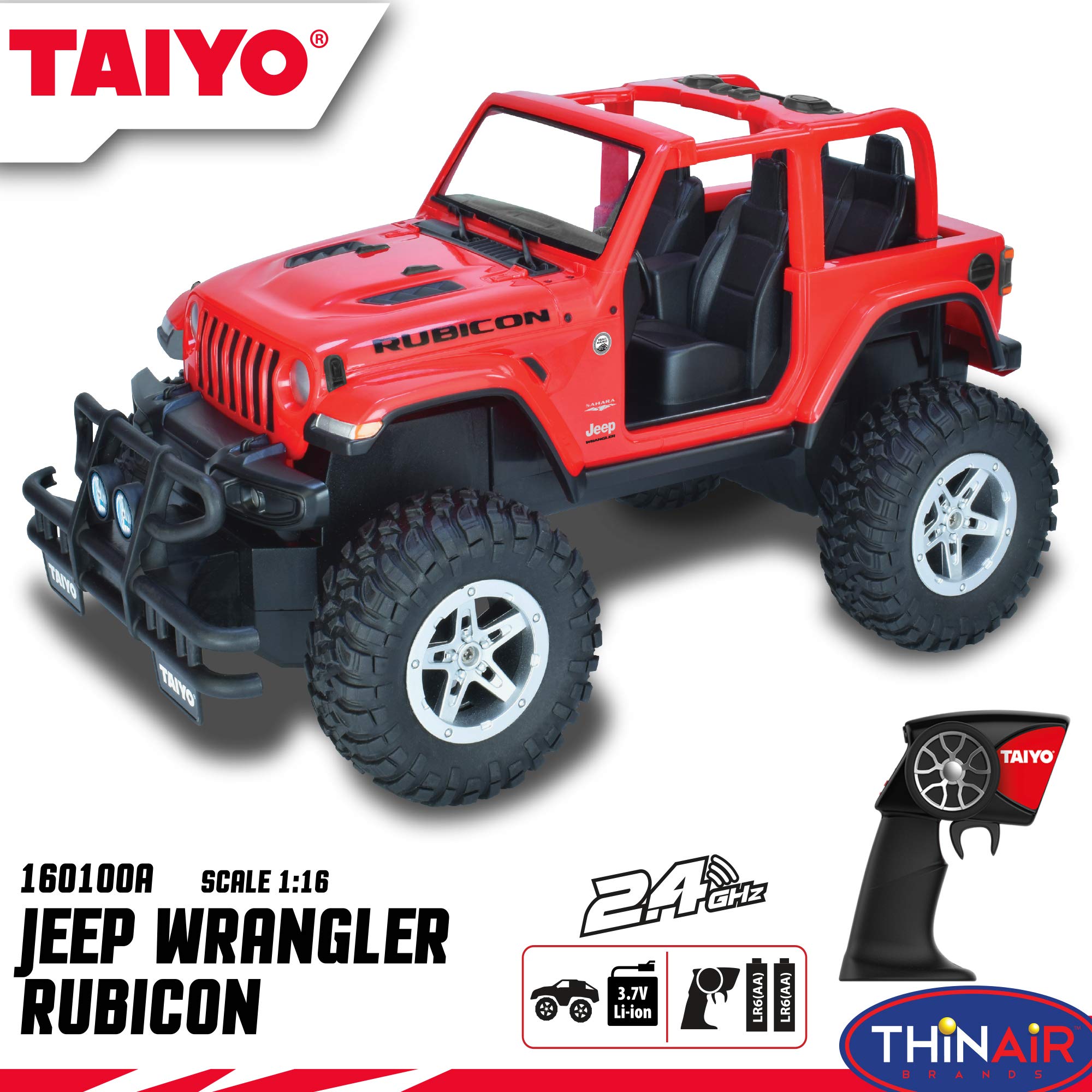 1:16 Scale RC Truck Jeep Rubicon - 2.4GHz Remote Control Car with Rechargeable Battery & Fast Charger | Off-Road High Speed Hobby Vehicle for Kids & Adults | Perfect for Backyard Racing, Trail Adventures & Indoor Play | Ages 6+