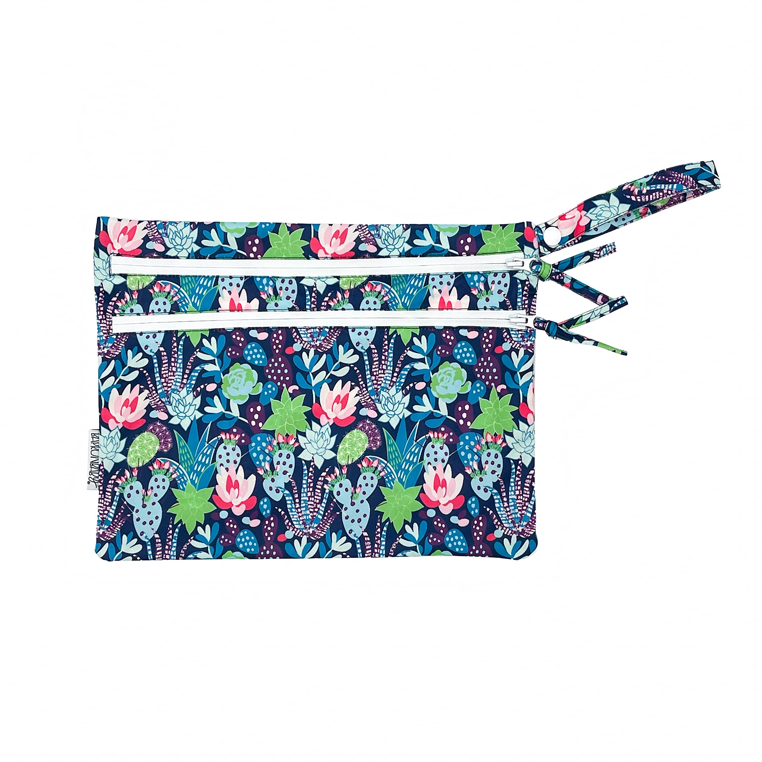 BapronBaby Desert Floral Wet Dry Bag - Waterproof Reusable Storage Pouch with Two Zipper Pockets for Diapers, Swimsuits, Snacks & Baby Essentials - 11