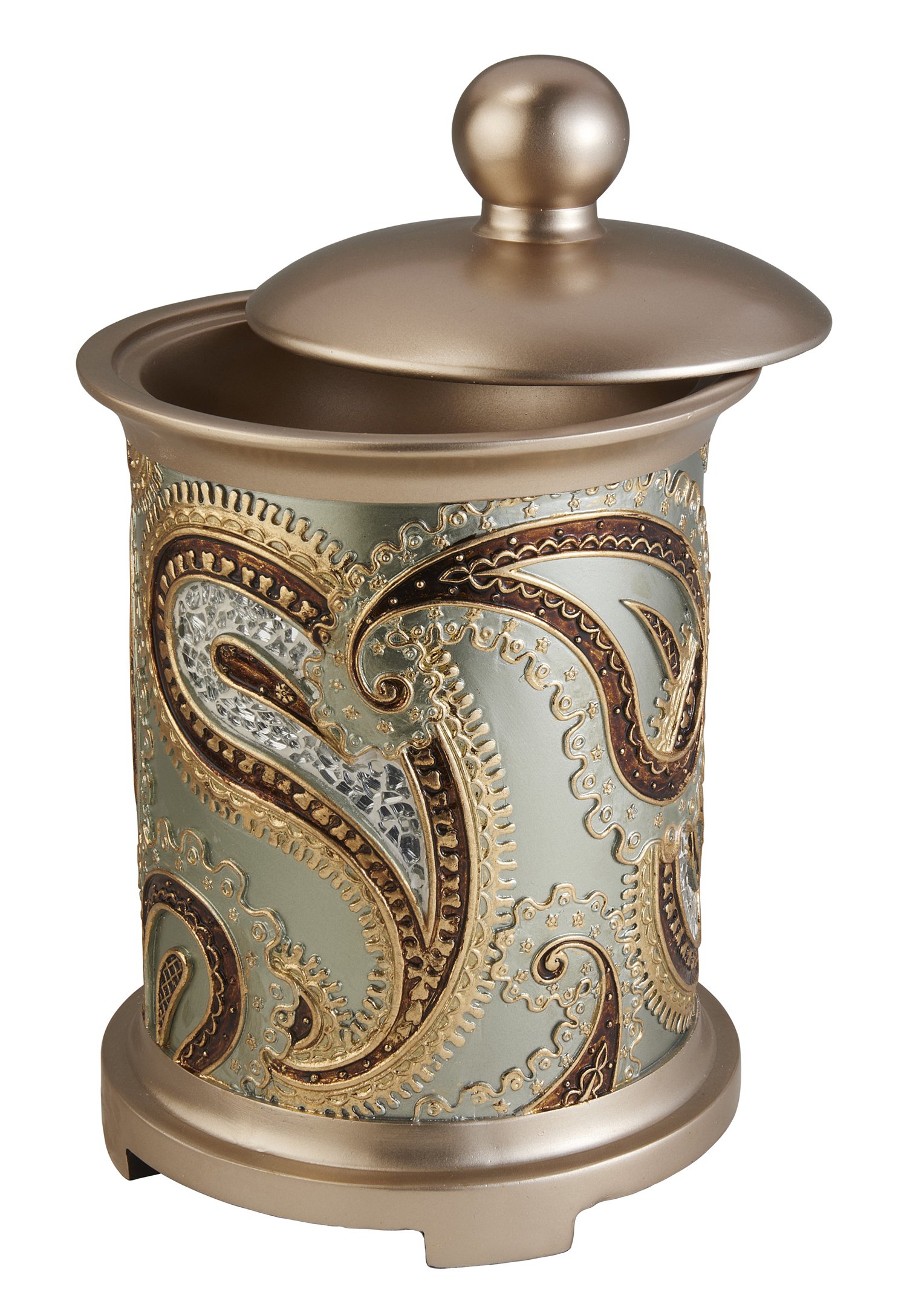 OK Lighting Aurora Paisley Decorative Storage Box - Handcrafted Wooden Jewelry Organizer with Floral Design, Perfect for Home Decor, Gift Wrapping & Vanity Table Organization