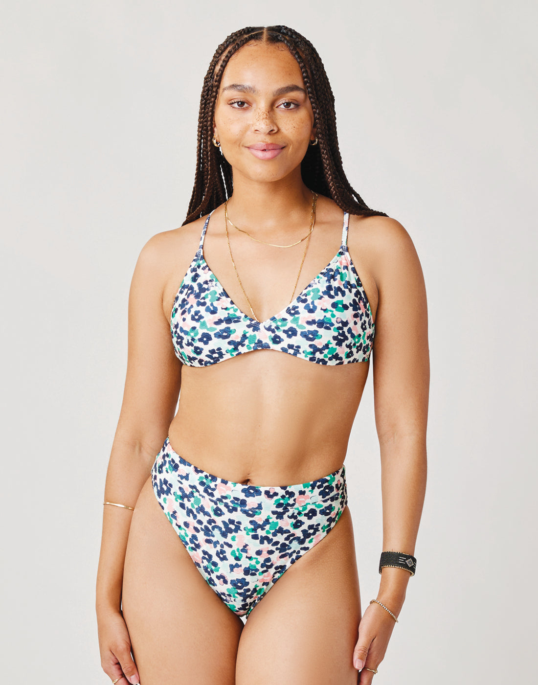Danica Bottom - Soft Bloom Texture High Waist Bikini Bottoms | Women's Swimwear for Beach, Pool & Vacation | Final Sale