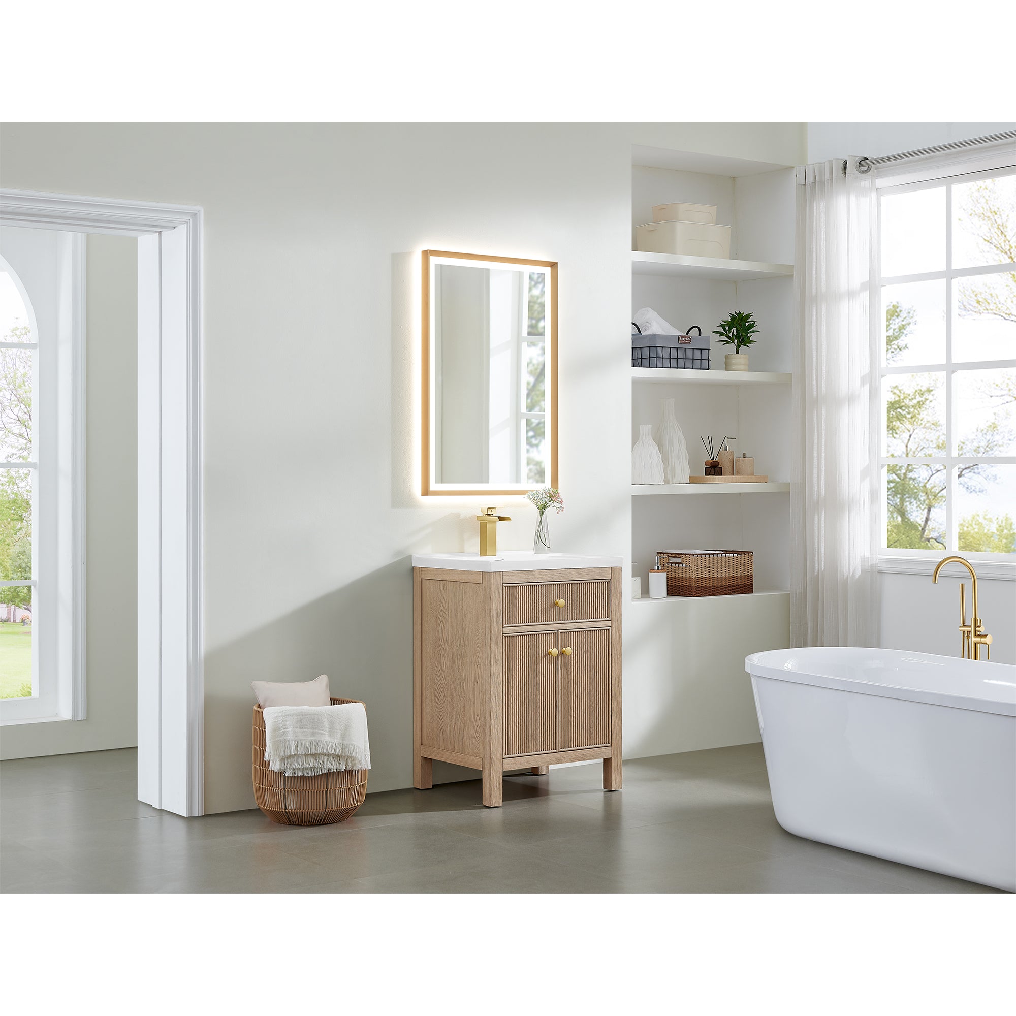 Cerrito 24 Inch Single Bathroom Vanity with White Ceramic Integrated Sink - Modern Space-Saving Vanity for Small Bathrooms & Powder Rooms