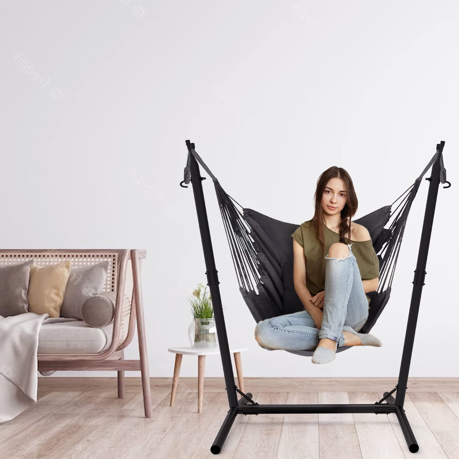 Premium Hammock Chair with Stand - Heavy Duty Hanging Swing Chair for Indoor & Outdoor Use - Sturdy 350 lb Capacity Relaxation Chair (X-Large) - Perfect for Patio, Garden, Balcony & Bedroom Decor