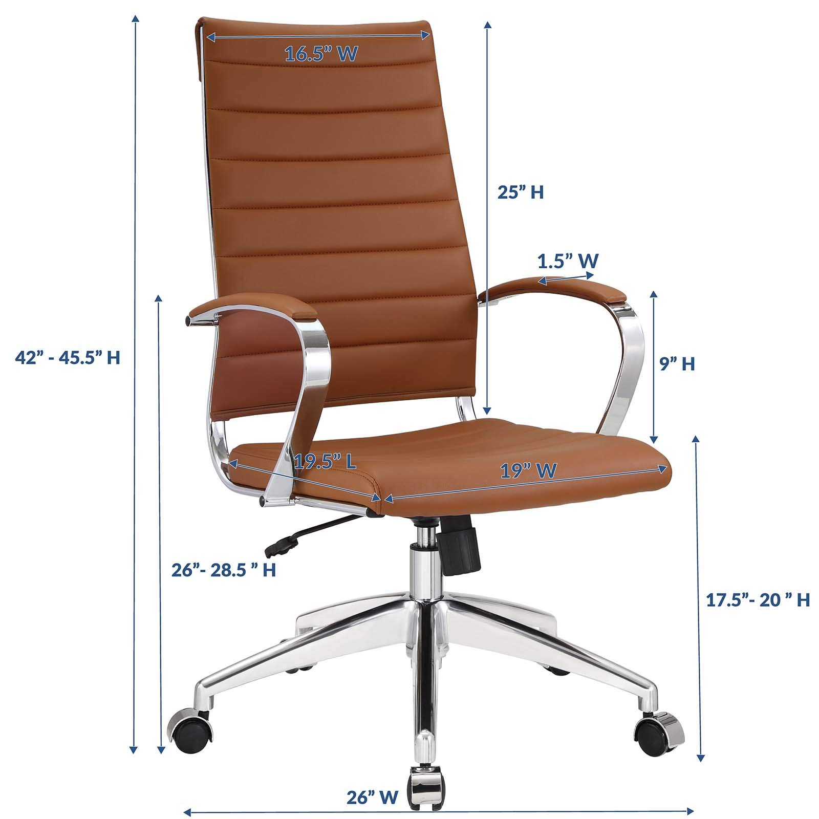 Modway Jive Ribbed High Back Executive Swivel Office Chair with Arms - Ergonomic Desk Chair for Home & Office, Adjustable Height & Tilt, Comfortable Terracotta Fabric - Perfect for Long Work Hours, Gaming, and Study Sessions