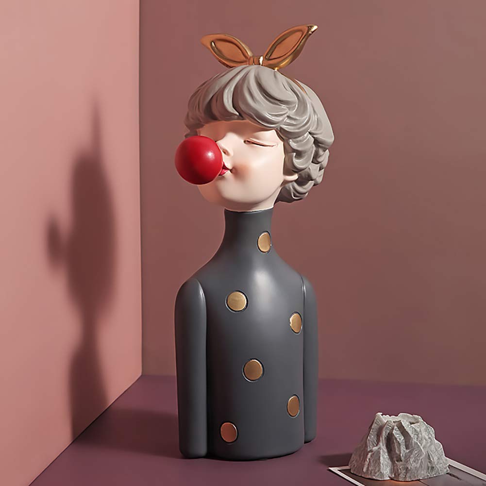 Blowing Bubbles Girl Bust Statue - Modern Resin Home Decor Sculpture for Living Room, Tabletop, Office & Gift (9x9x22cm, Gray) - Perfect for Bookshelves, Coffee Tables & Home Décor Accents