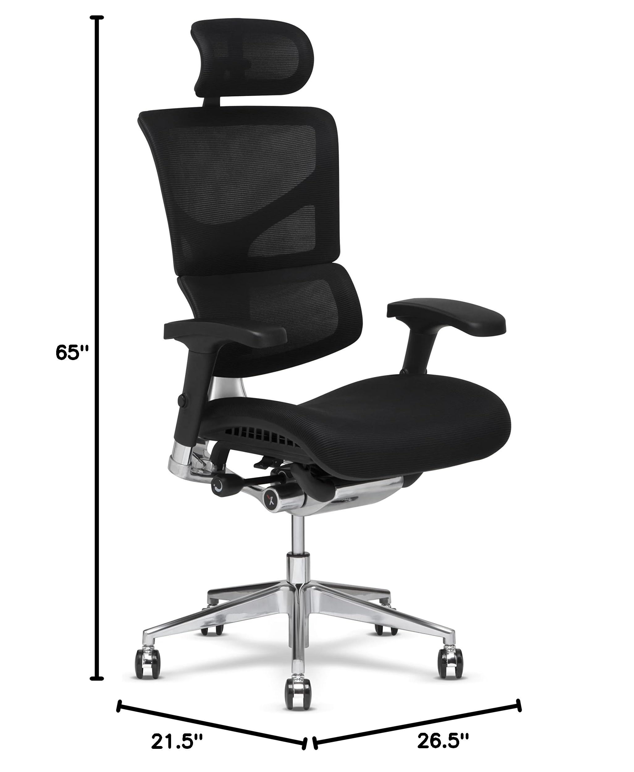 Premium X-Chair X3 Ergonomic Office Chair with Headrest - Black A.T.R. Fabric, Dynamic Lumbar Support & Floating Recline Technology - Highly Adjustable Executive Desk Chair for Home Office, Gaming & Workspace Comfort