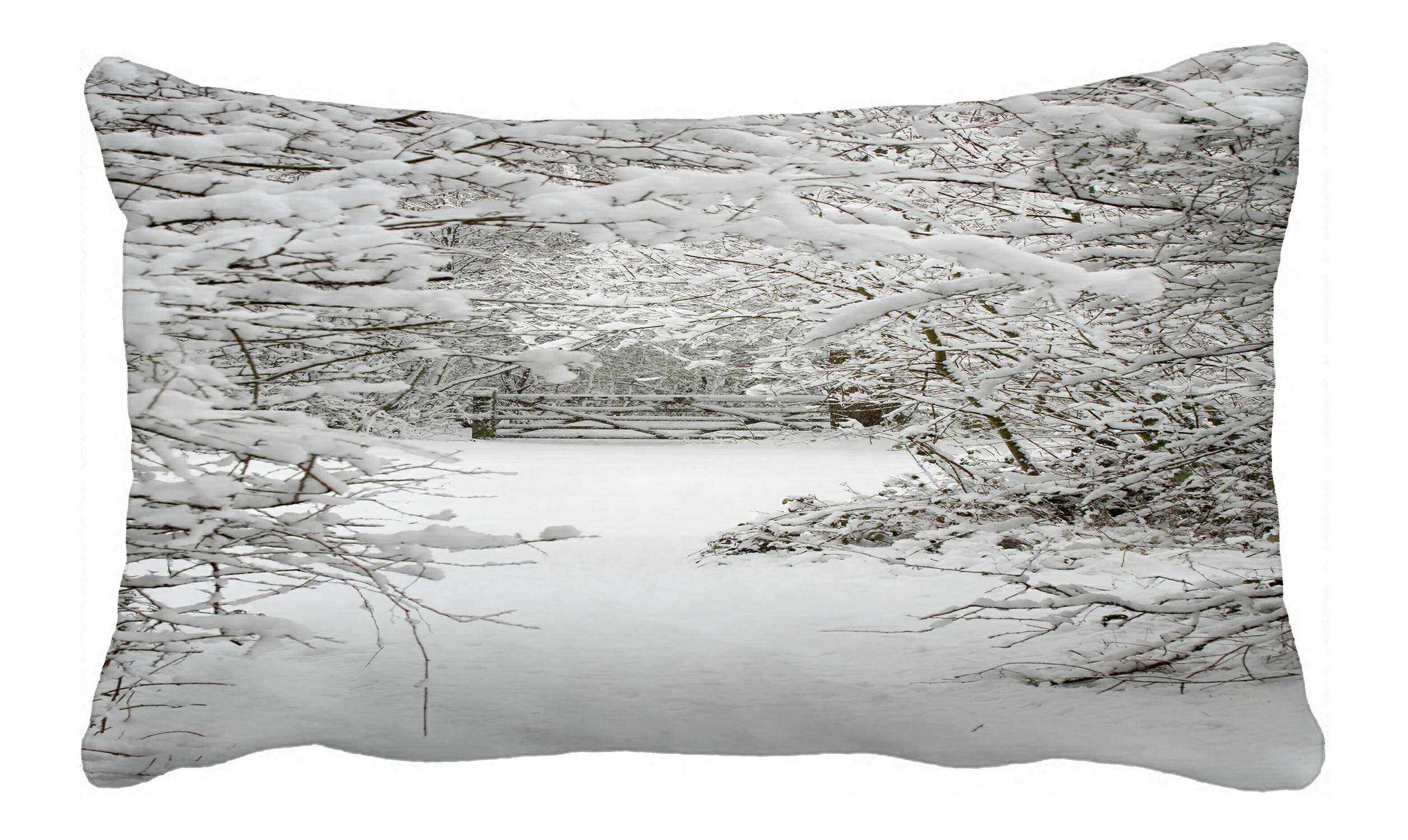 ECZJNT Snowy Trees Pillow Cover - 20x30 Inch Soft Decorative Cushion Case for Winter Home Decor, Bedroom & Living Room