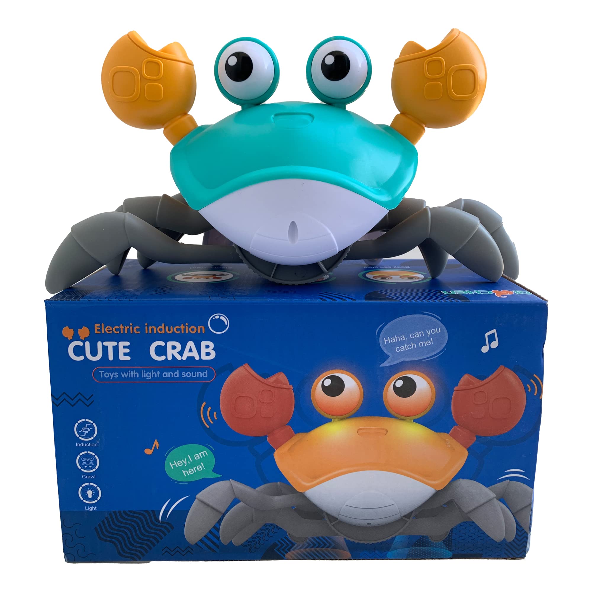 **Light Up Musical Crawling Crab Baby Toy - Automatic Obstacle Avoidance, Sensory Walking Toy for Toddlers & Kids - Fun Tummy Time Crab Pet Gift (Green) - Perfect for Playtime, Learning & Developmental Activities**