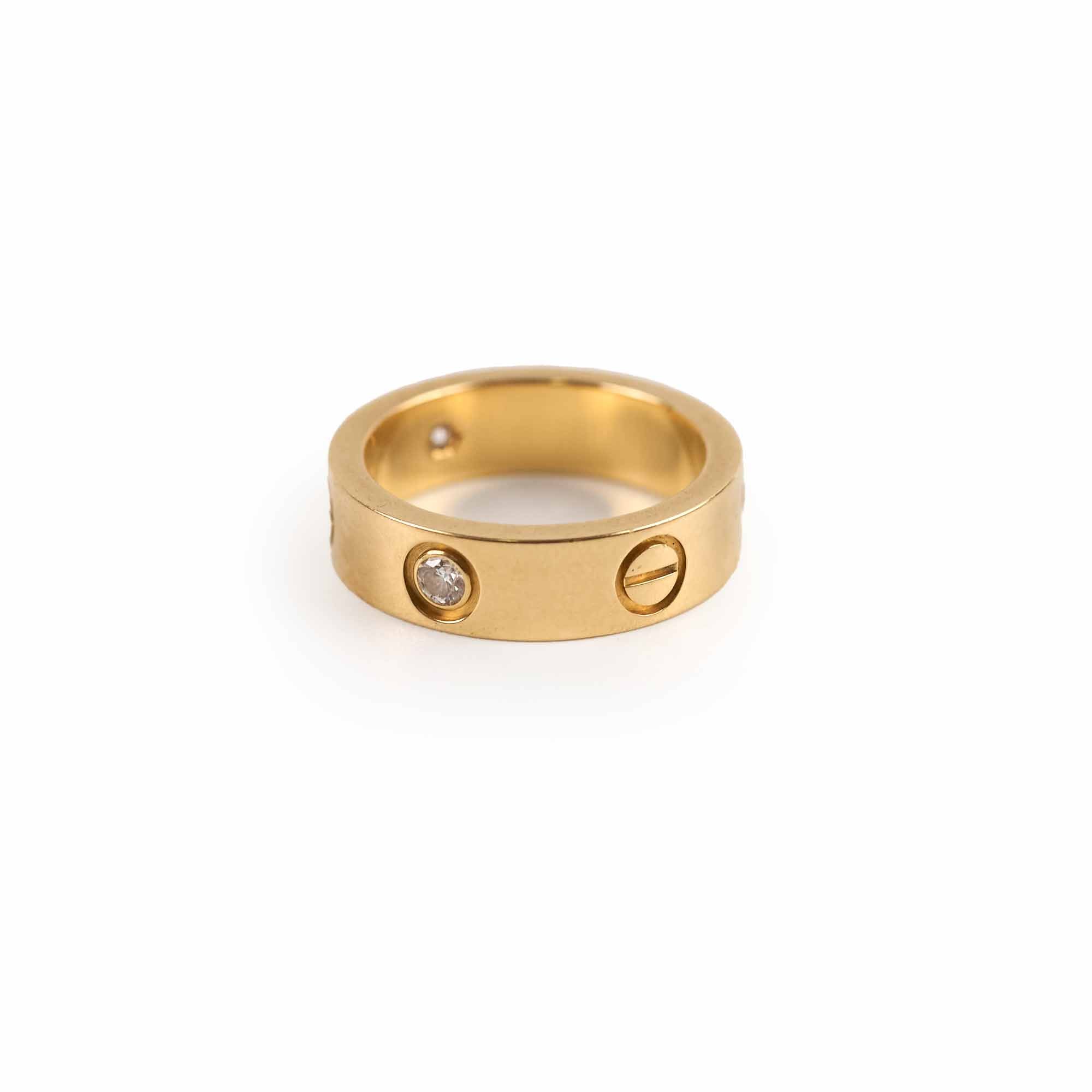 Cartier Love Ring 18K Yellow Gold with 3 Diamonds - Size 53 for Women | Luxury Wedding Band, Anniversary Gift & Everyday Jewelry