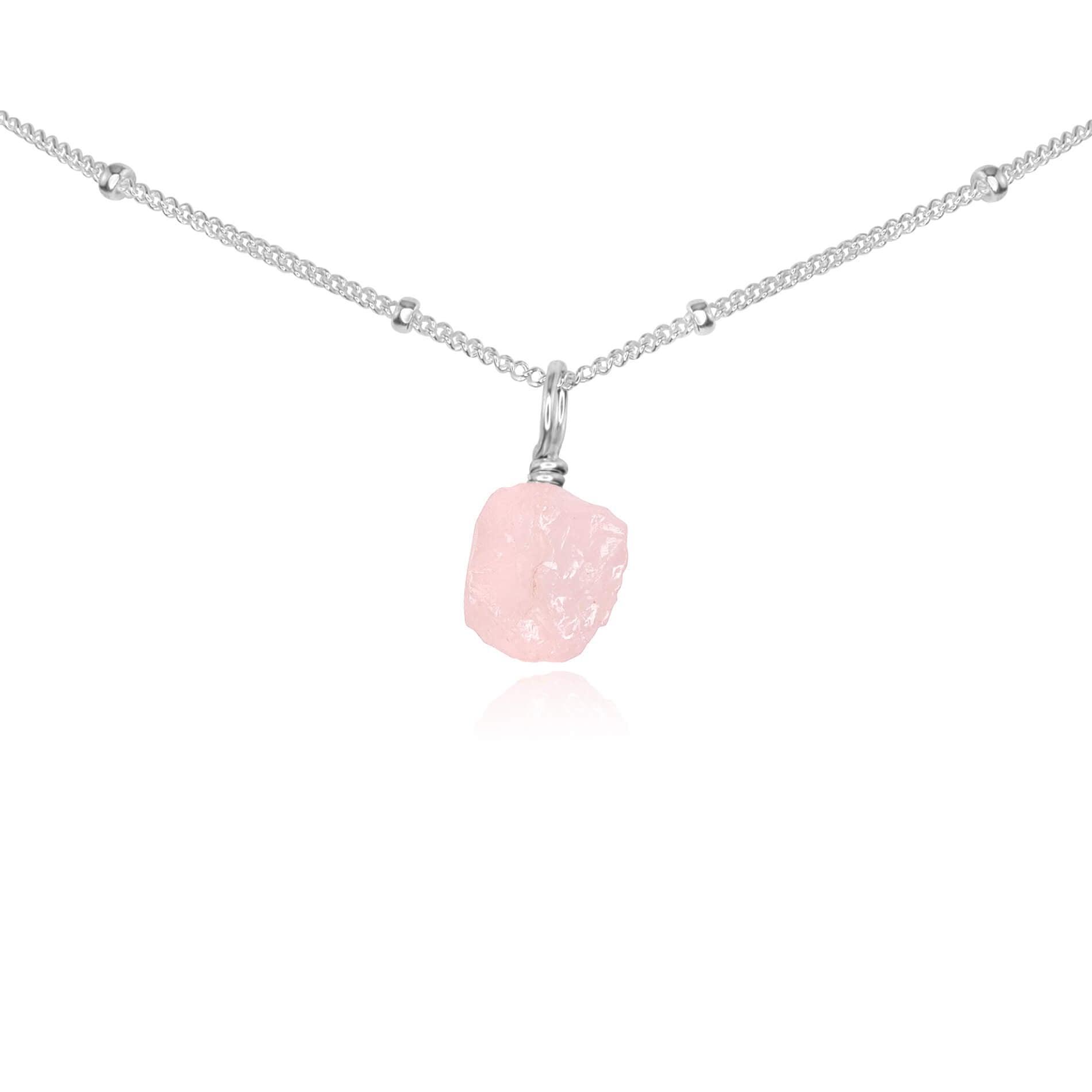 Natural Rose Quartz Pendant Necklace for Women - Tiny Rough Gemstone Choker for Healing, Love & Positive Energy | Perfect for Meditation, Yoga & Spiritual Gifts