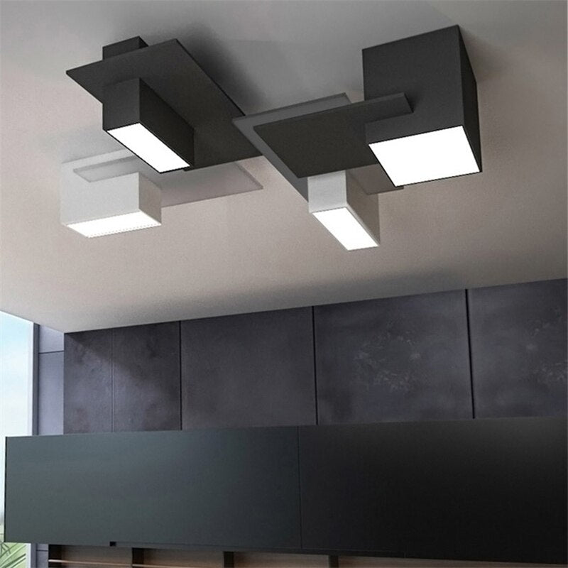 Modern LED Ceiling Light Fixture - Dimmable Combination Blocks Designer Home Lighting for Living Room, Bedroom, and Office