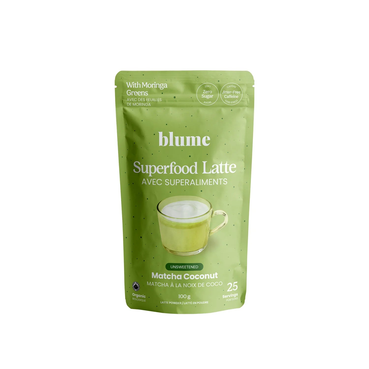 Blume Matcha Coconut Superfood Latte Mix Powder - 100g Organic Vegan Gluten-Free Energy Drink for Breakfast, Workout & Wellness Boost
