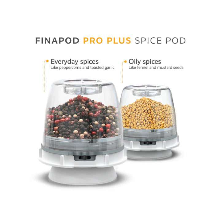 Finamill Premium Coffee Grinder with 2 Refillable Pods - Electric Burr Mill for Espresso, French Press & Drip Coffee - Perfect for Home, Office & Coffee Shops