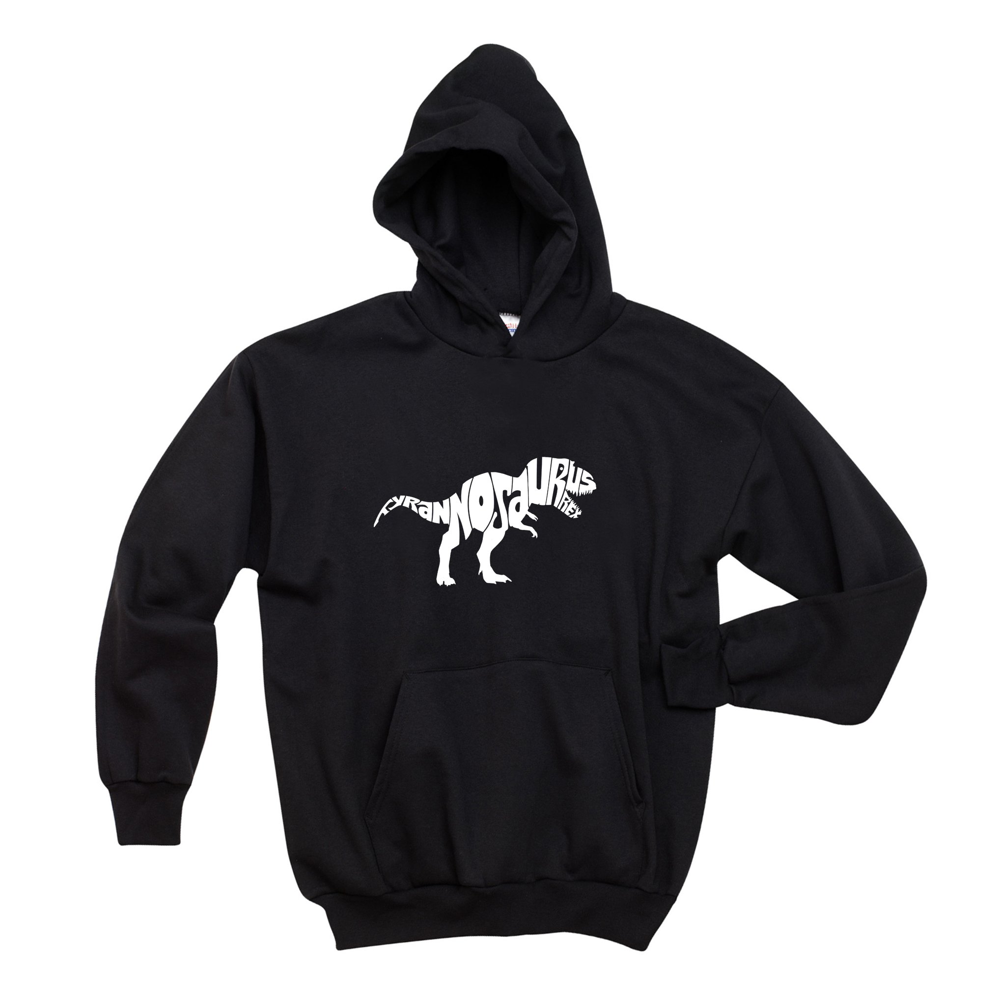 LA POP ART Men's Word Art Hooded Sweatshirt - Tyrannosaurus Rex Dinosaur Graphic Pullover | Vintage Retro Style Casual Hoodie for Men | Perfect for Streetwear, Lounge Wear & Gifts