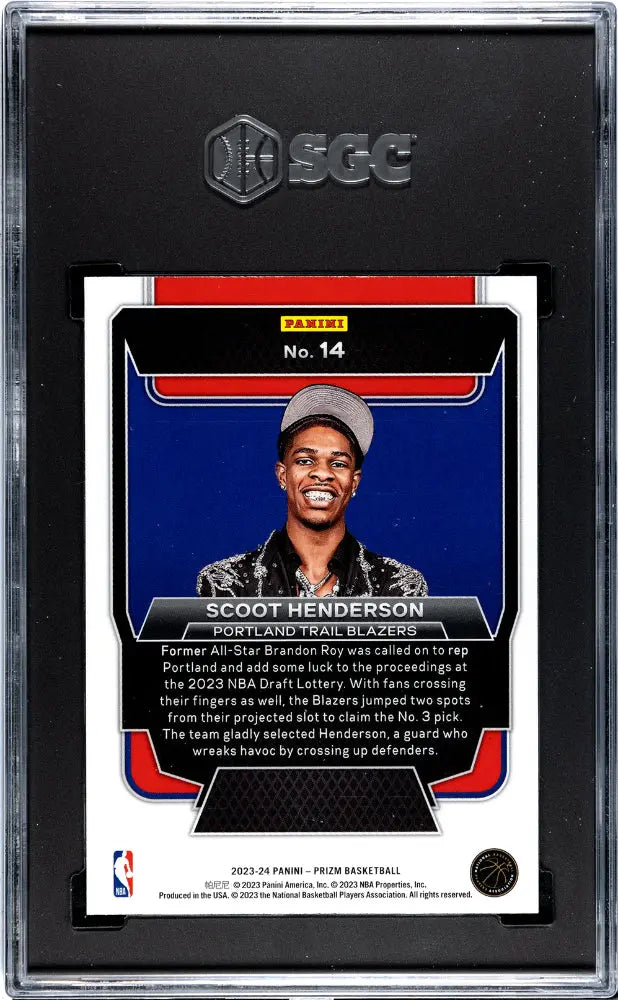 2023 Panini Prizm Basketball Scoot Henderson Luck Of The Lottery SGC 9.5 Graded Rookie Card - Collectible Sports Memorabilia for NBA Fans & Card Collectors - Perfect for Display, Investment & Trading