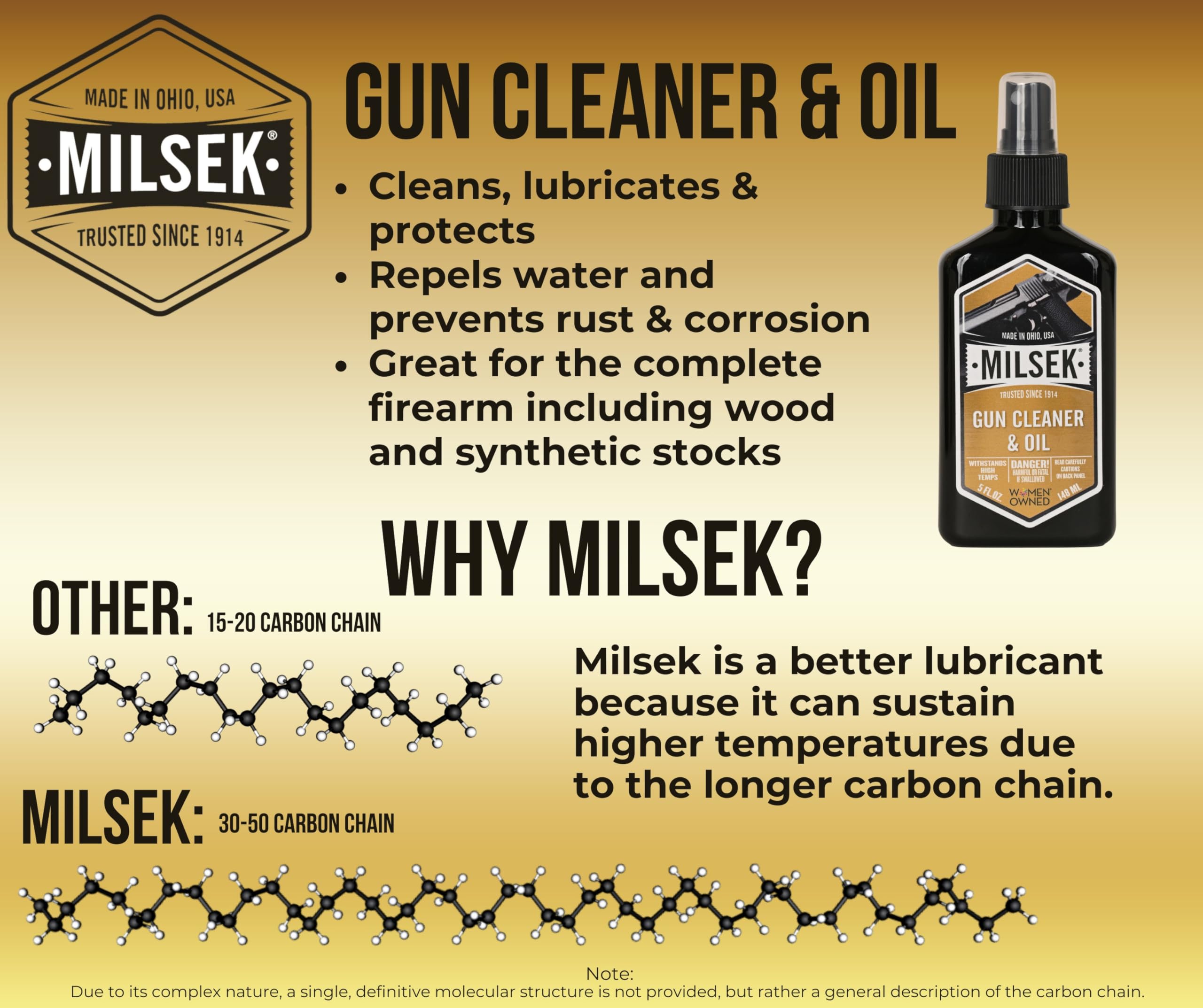 Milsek Gun Cleaner & Oil - 5 Fl Oz (Pack of 4) - Premium Firearm Cleaning Kit for Rifles, Shotguns, Handguns & Pistols - Rust Remover & Lubricant for Gun Maintenance - Perfect for Hunting, Shooting Range & Firearm Protection
