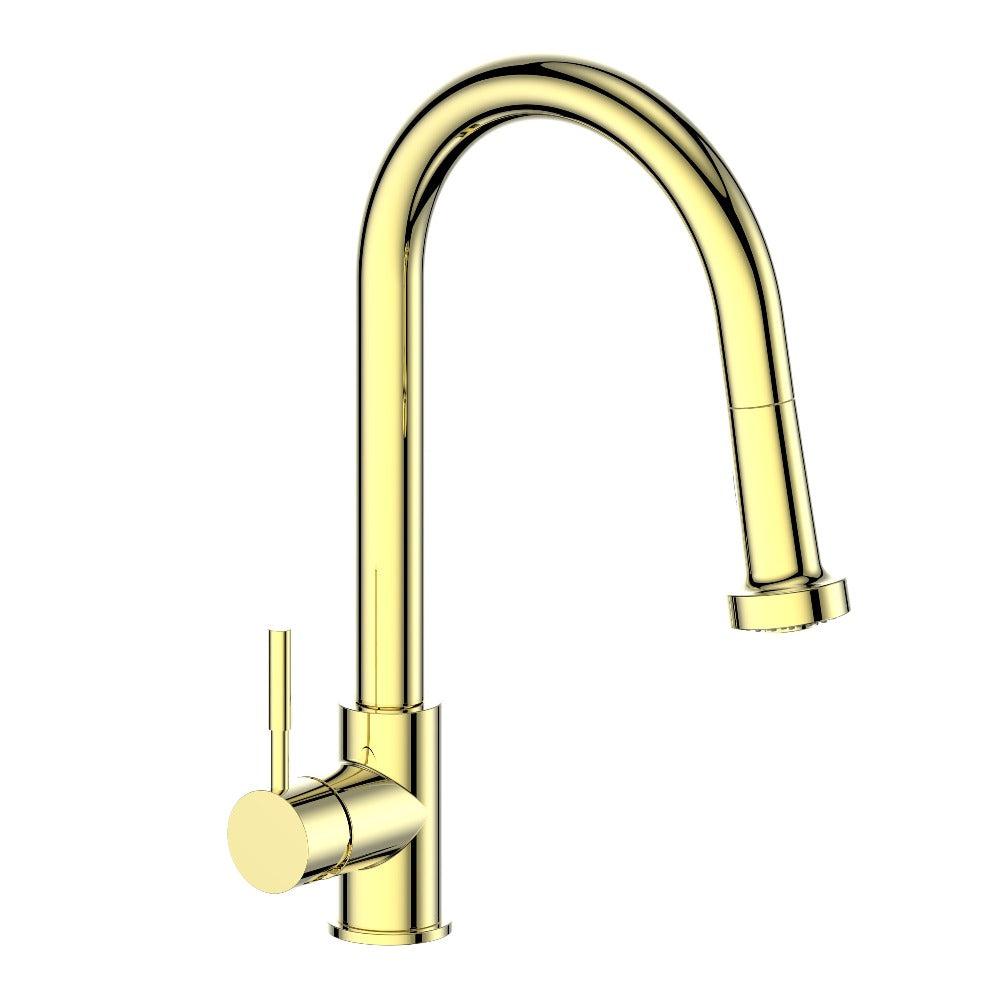 ZLINE Monet Pull Down Single Handle Kitchen Faucet in Polished Gold - Modern Touchless Design for Easy Cooking & Cleaning (MON KF PG) | Perfect for Farmhouse, RV & Small Kitchen Sinks