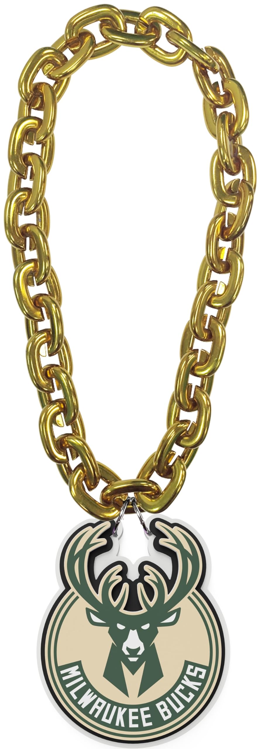 Official Milwaukee Bucks Fan Chain Necklace in Gold - Perfect for NBA Games, Fan Events & Sports Enthusiasts
