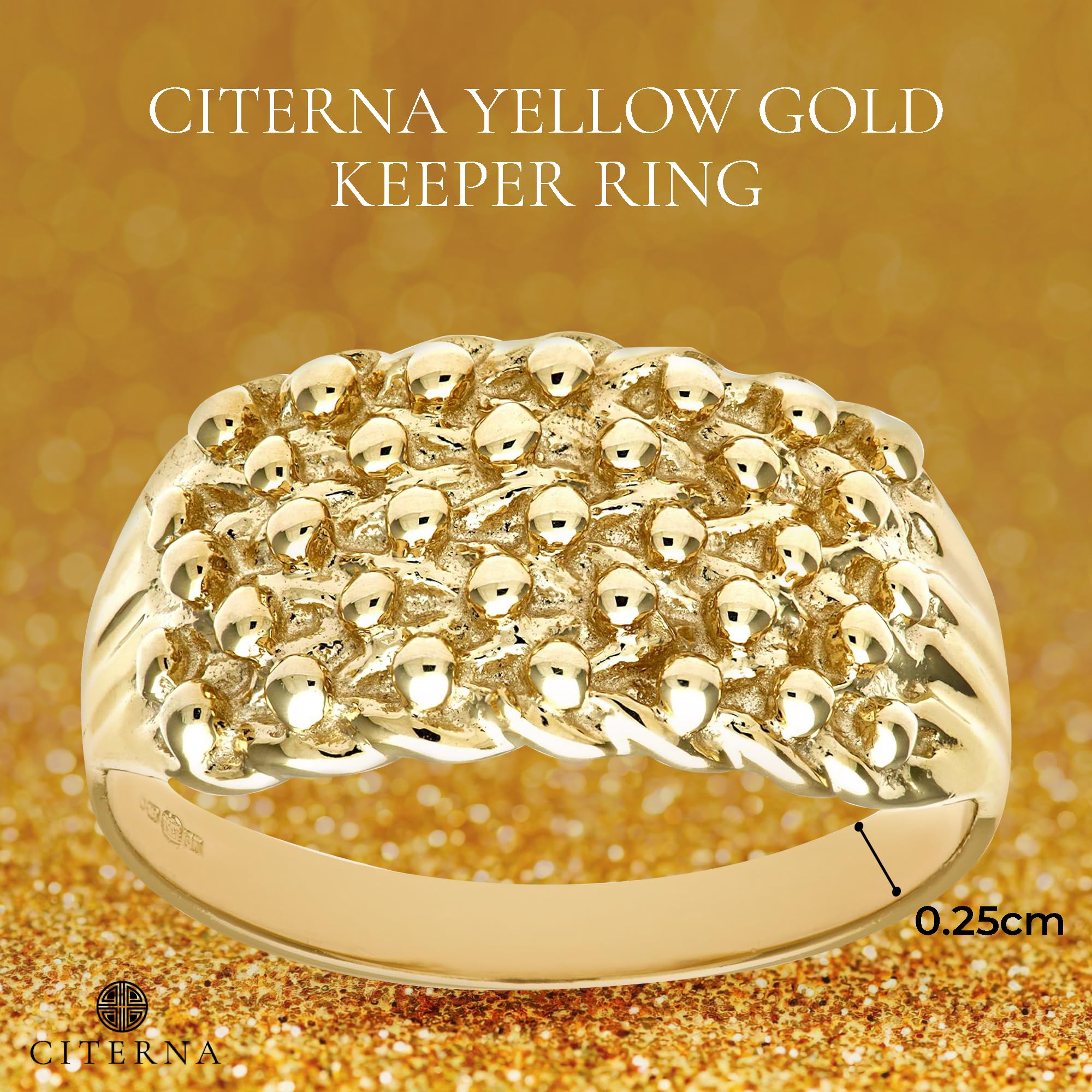 9ct Yellow Gold Keeper Ring for Women - Elegant Stackable Ring for Wedding, Anniversary & Everyday Wear | Citerna Jewelry