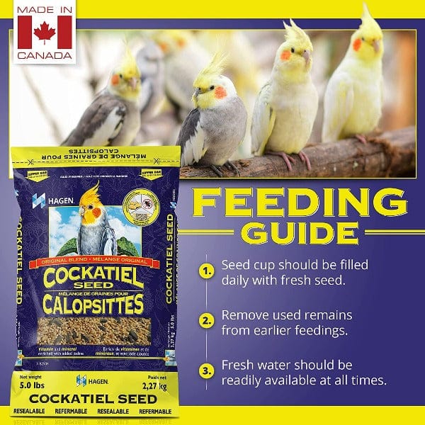 Premium Hagen Cockatiel Staple VME Seed Mix - Nutritious Bird Food for Cockatiels & Small Parrots - Perfect for Daily Feeding & Training Treats