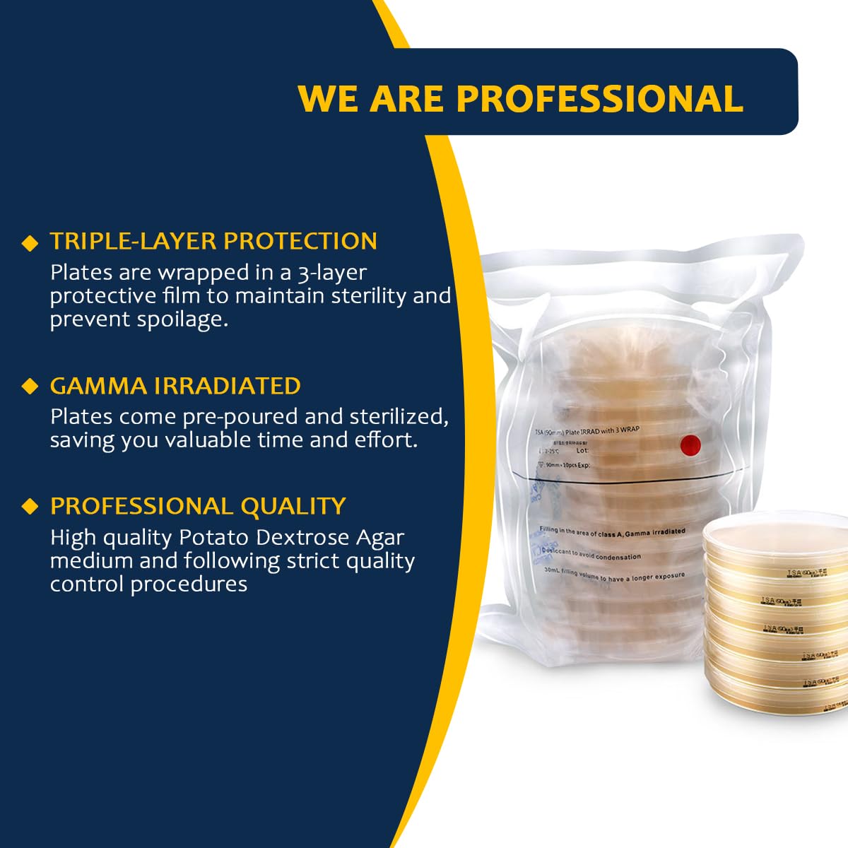 Ready-to-Use Prepoured Potato Dextrose Agar Petri Dishes (PDA) - 10 Pack for Mushroom Cultivation & Mycology Research | Ideal for Lab Experiments, Fungal Growth Studies & Home Science Projects