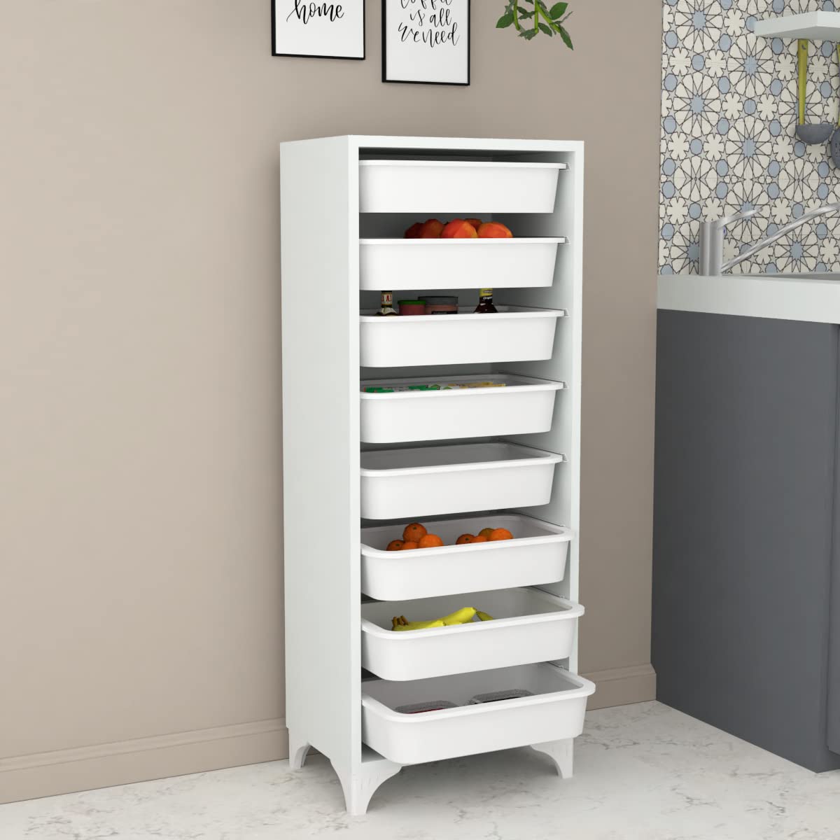 Comfyt White Dresser & Storage Organizer - 8-Shelf Wood Cabinet for Closet, Bathroom, Office, Kitchen, Garage & Pantry | Perfect for Shoes, Bins & Drawers | Space-Saving Home & Office Storage Solution