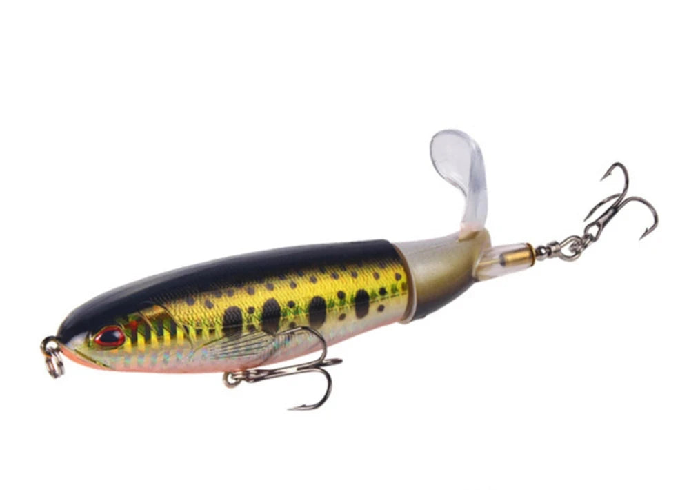 Whopper Popper Fishing Lure - Soft Rotating Tail Artificial Bait for Bass, Trout & Pike - Topwater Fishing Lures for Freshwater & Saltwater