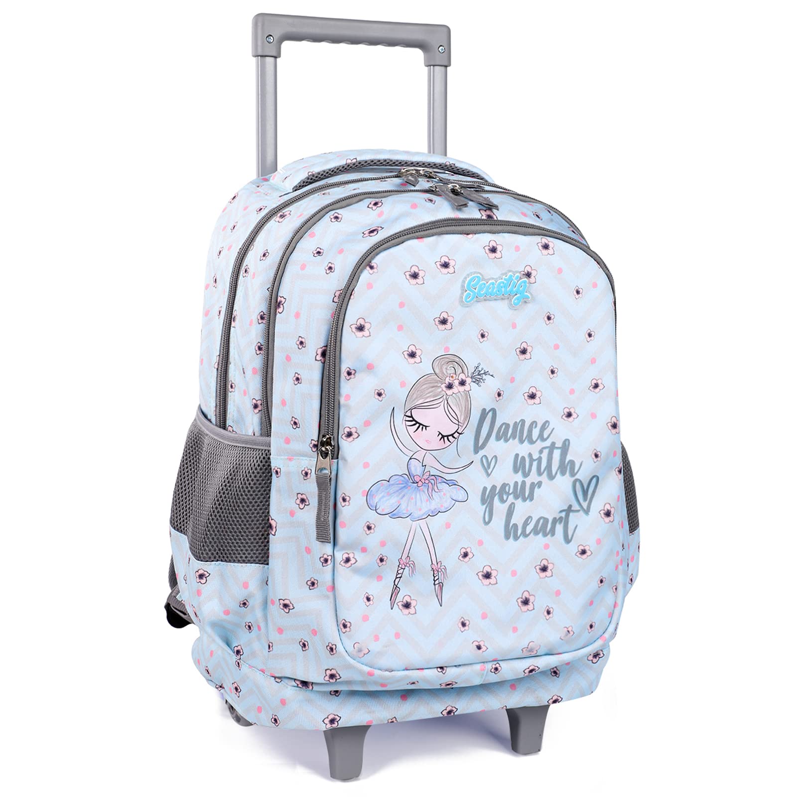 Seastig 18 Inch Rolling Backpack for Kids - Wheeled School Backpack with Double Handle & Wheels - Perfect for Travel, School & Daily Commute