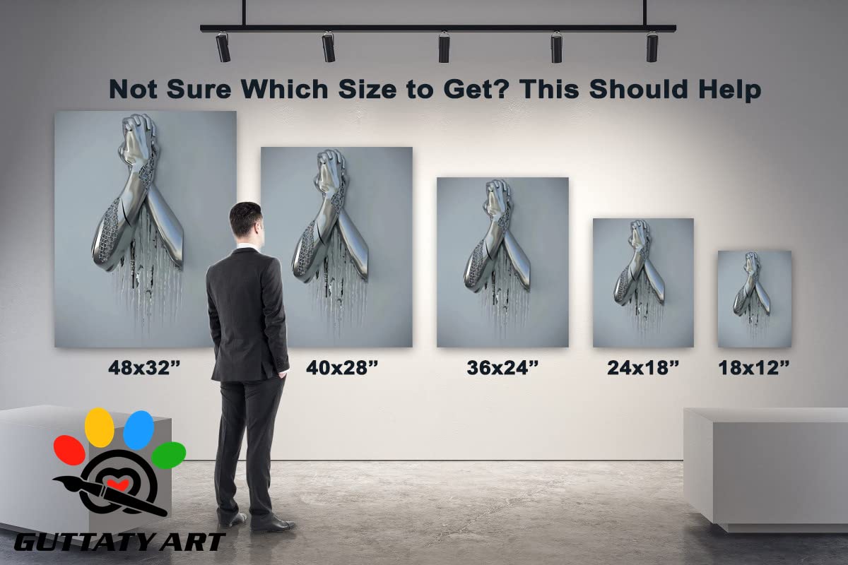 3D Metal Effect Silver Handshake Framed Canvas Wall Art - 28x40 Inches Modern Home Decor for Bedroom & Living Room | Perfect Valentine's Day Gift for Couples | Office Wall Art & Wedding Anniversary Present