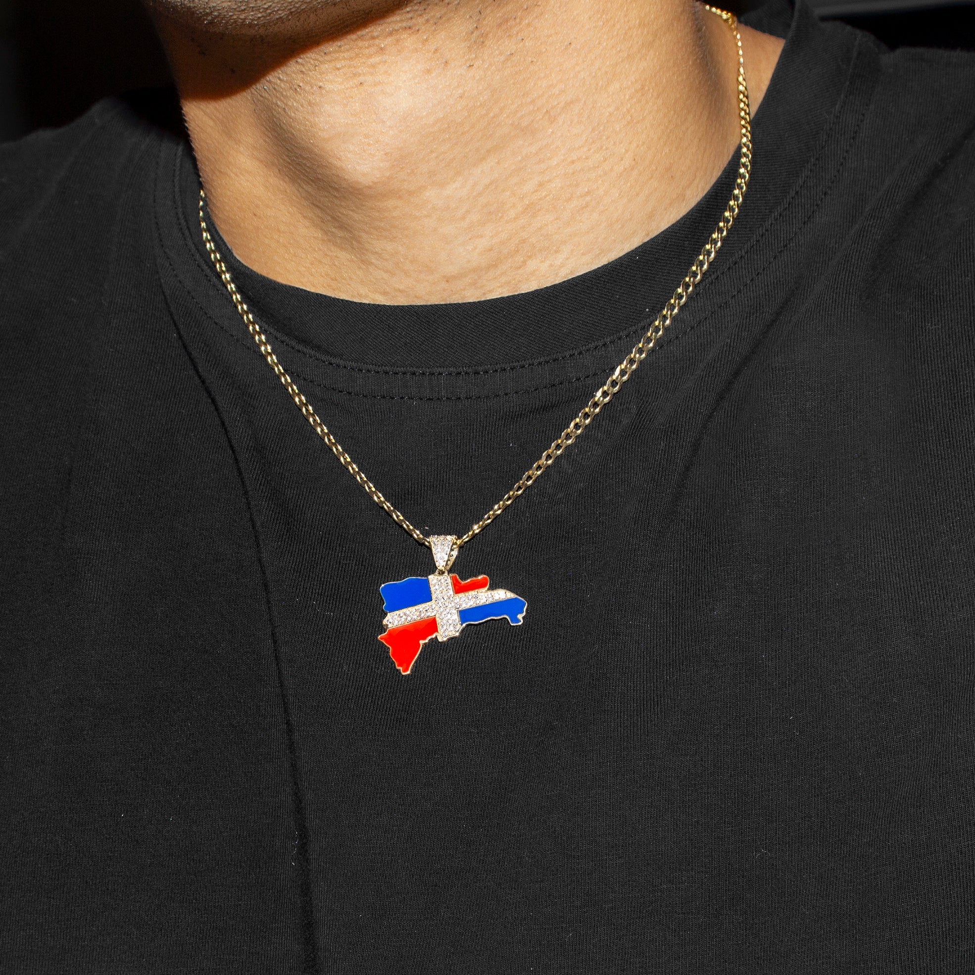 10K Yellow Gold Dominican Republic Flag Necklace | 3 Grams Fine Jewelry | Perfect for Patriotic Gifts & Travel Souvenirs