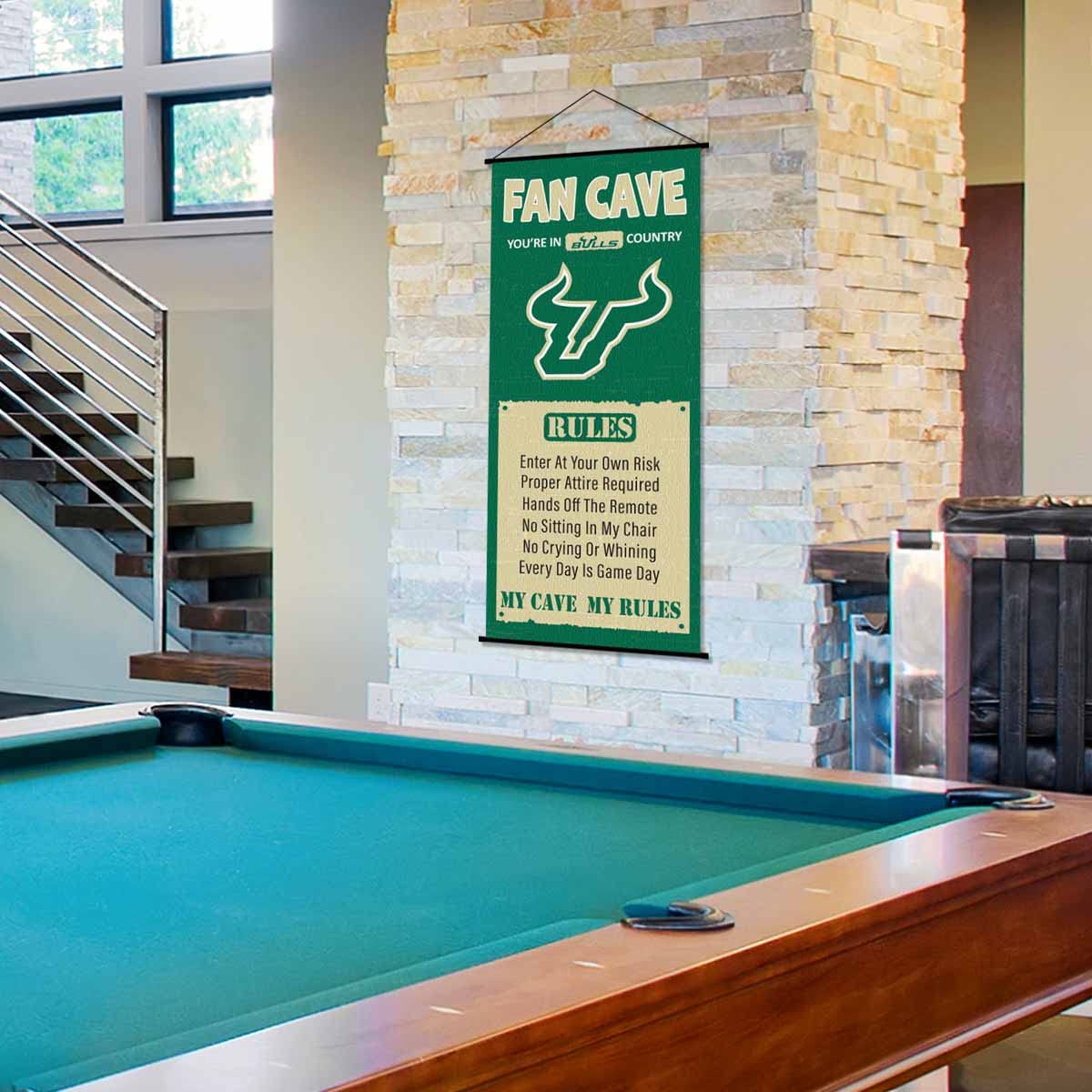 South Florida Bulls Man Cave Decor - College Football Fan Banner Scroll for Game Room, Sports Bar & Tailgating Party Decorations