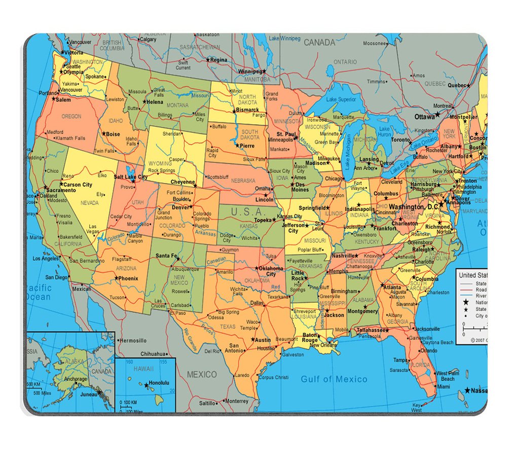 Premium Non-Slip Rubber Gaming Mouse Pad with USA Map Design - Perfect for PC Gaming, Office Work & Home Computer Setup