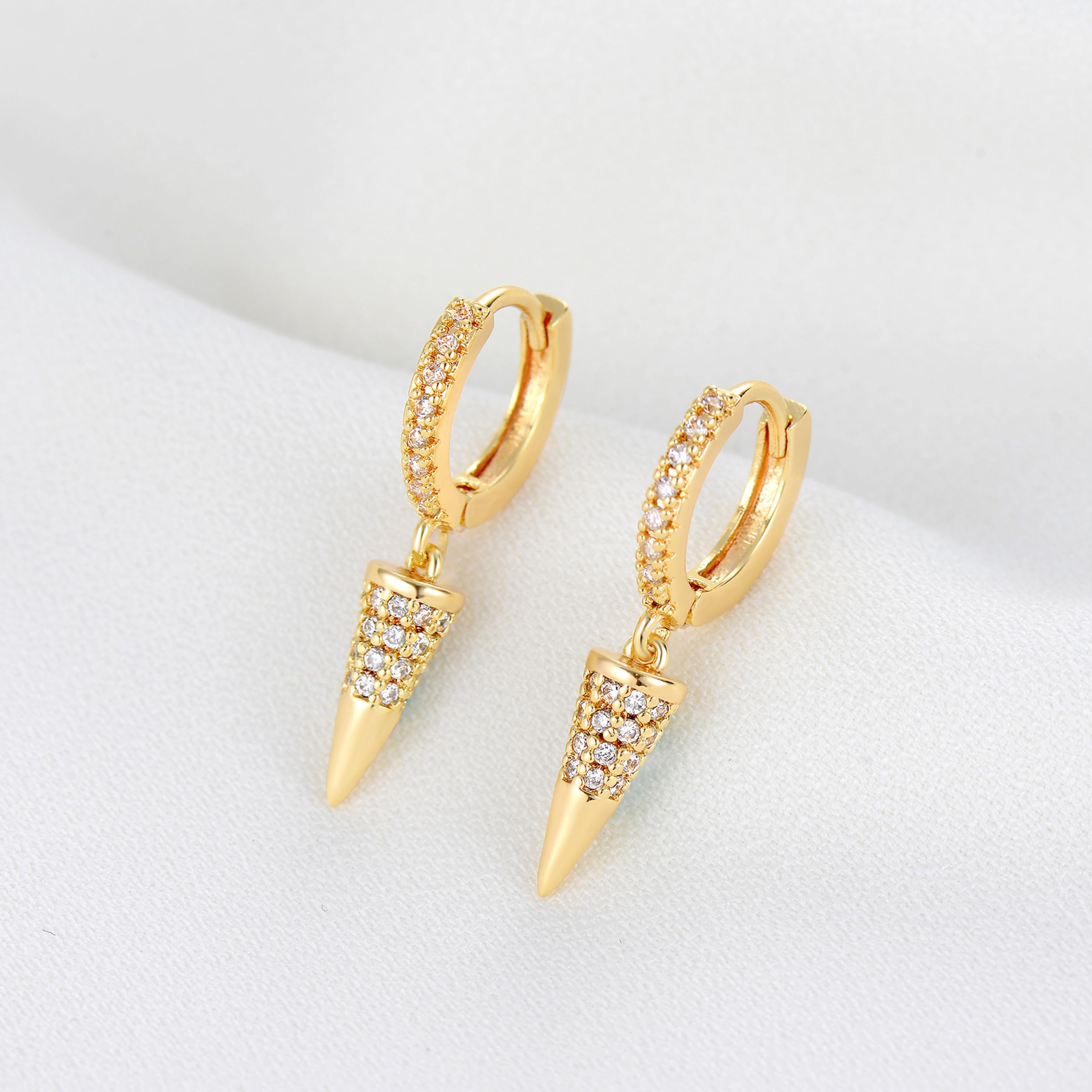 FETTERO Gold Plated Hoop Dangle Earrings for Women - Lightweight Drop Huggie Hoops, Hypoallergenic & Dainty Jewelry | Perfect for Parties, Weddings & Everyday Wear