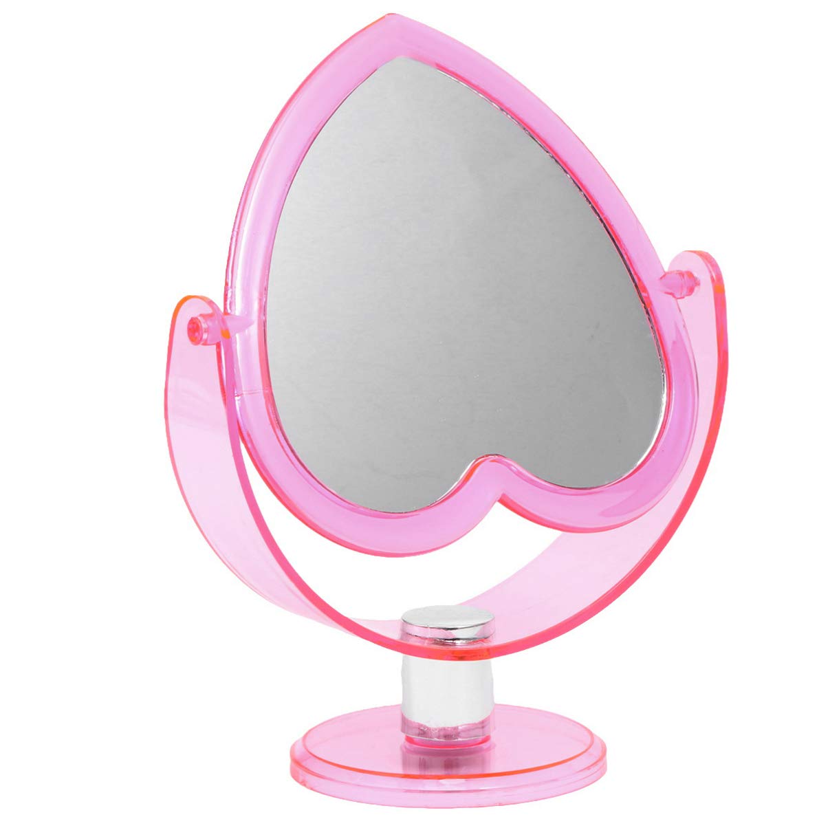 FRCOLOR Double Sided Vanity Mirror - Heart Shaped Tabletop Makeup Mirror with Stand for Bathroom, Bedroom & Dresser (Pink) | Perfect for Makeup Application, Skincare Routine & Home Decor