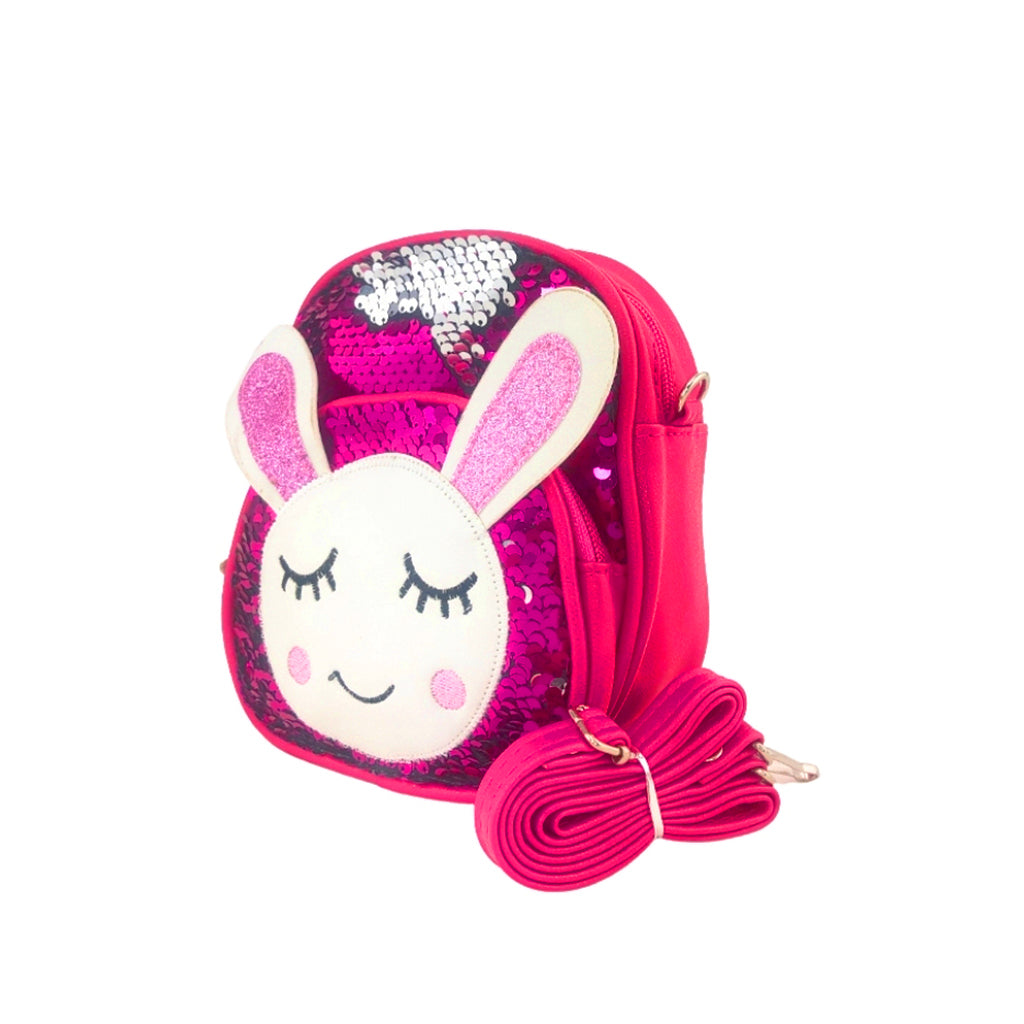 Glitter Bunny Backpack for Women & Girls - Cute Hot Pink Shiny Backpack for School, Travel & Everyday Use