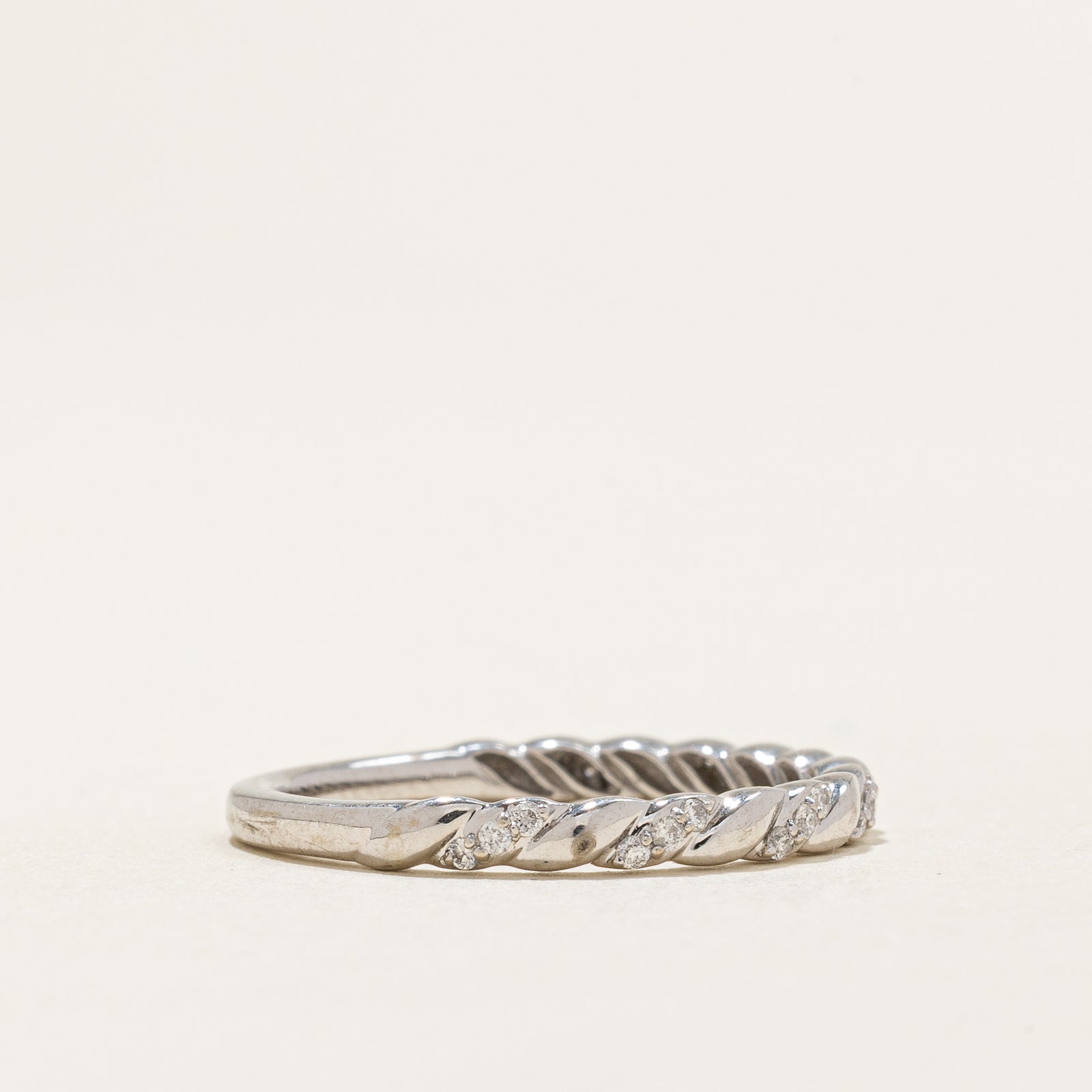 0.105ctw Semi Eternity Diamond Twisted Ring - Size 6.75 | Elegant Wedding Band, Anniversary Gift for Her | Perfect for Engagements, Proposals & Special Occasions