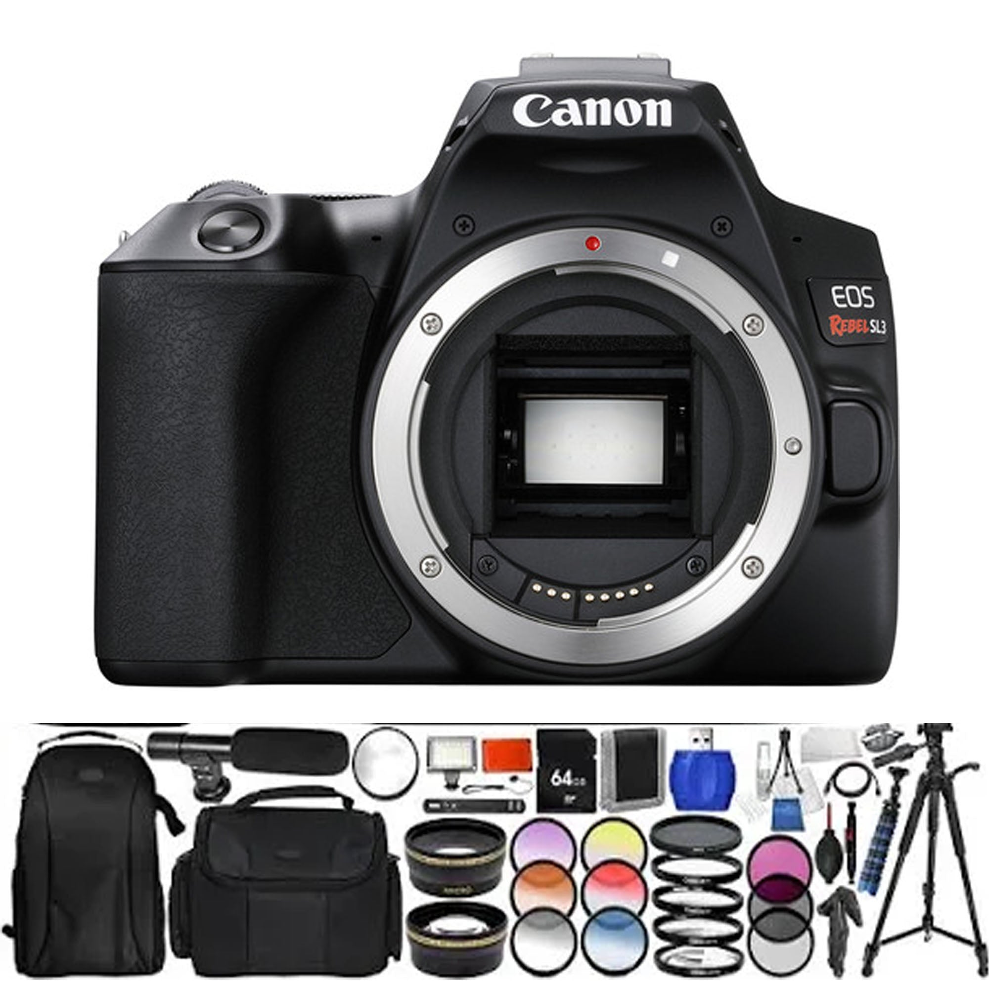 Canon EOS Rebel SL3/250D DSLR Camera with 18-55mm Lens (Black) + 64GB Memory Card Bundle - Perfect for Travel Photography, Vlogging & Beginner Photographers