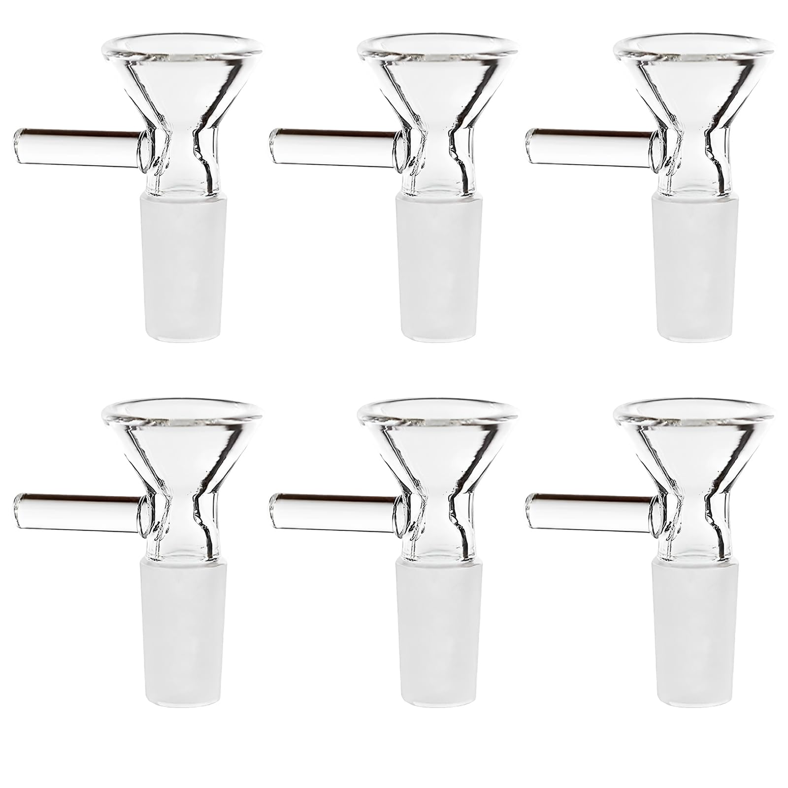 6Pcs 14mm Glass Funnel Set - 14mm Male Glass Slide Bowl & Scientific Test Funnel - Clear Lab Glassware for Chemistry Experiments & Smoking Accessories - Perfect for Laboratory Use & Herbal Preparation