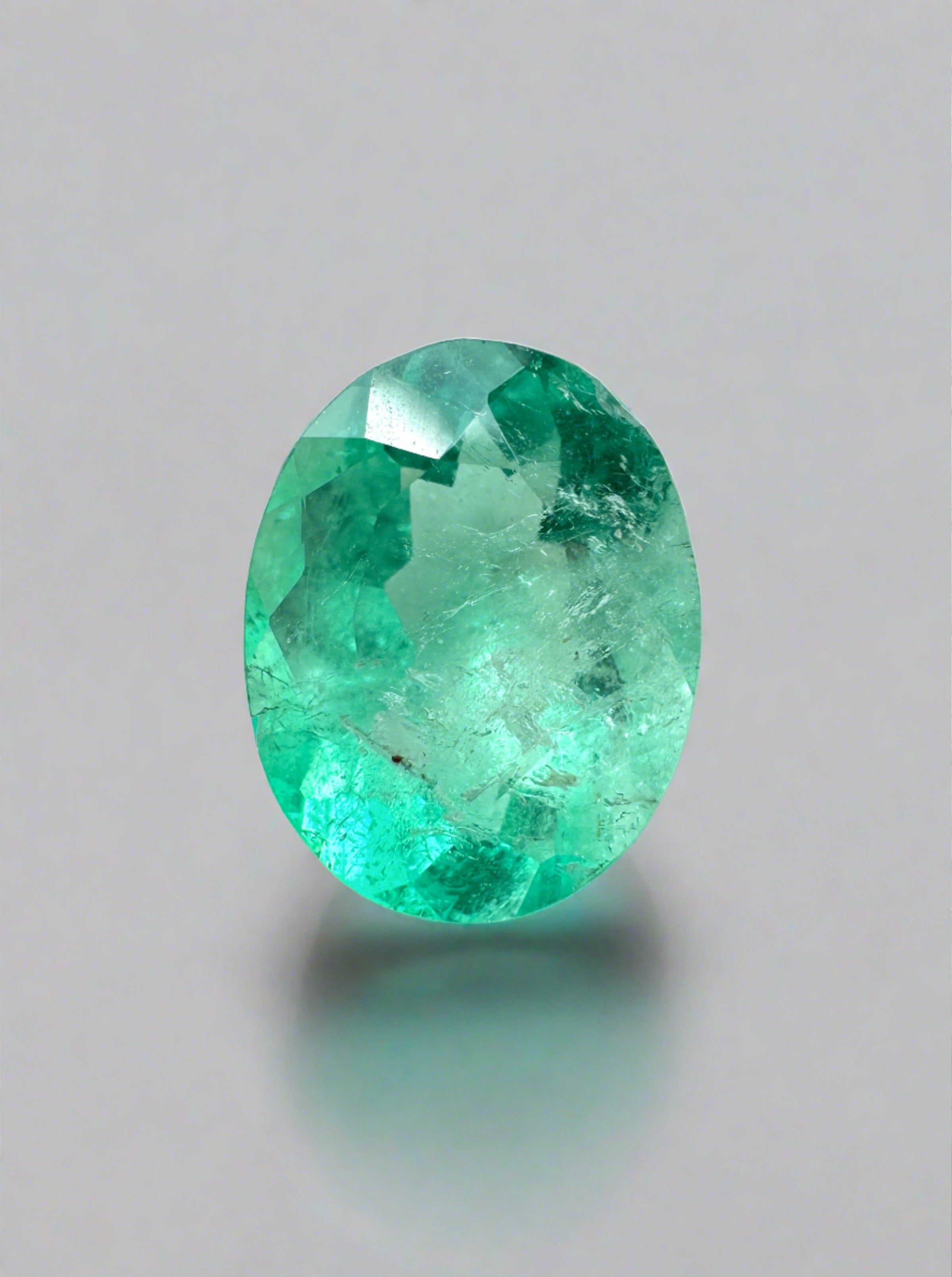 1.77 Carat Medium Light Green Natural Loose Colombian Emerald Oval Cut Gemstone for Jewelry Making, Engagement Rings & Fine Collections - Premium Quality Loose Emerald for DIY Crafting, Gifts & Luxury Accessories