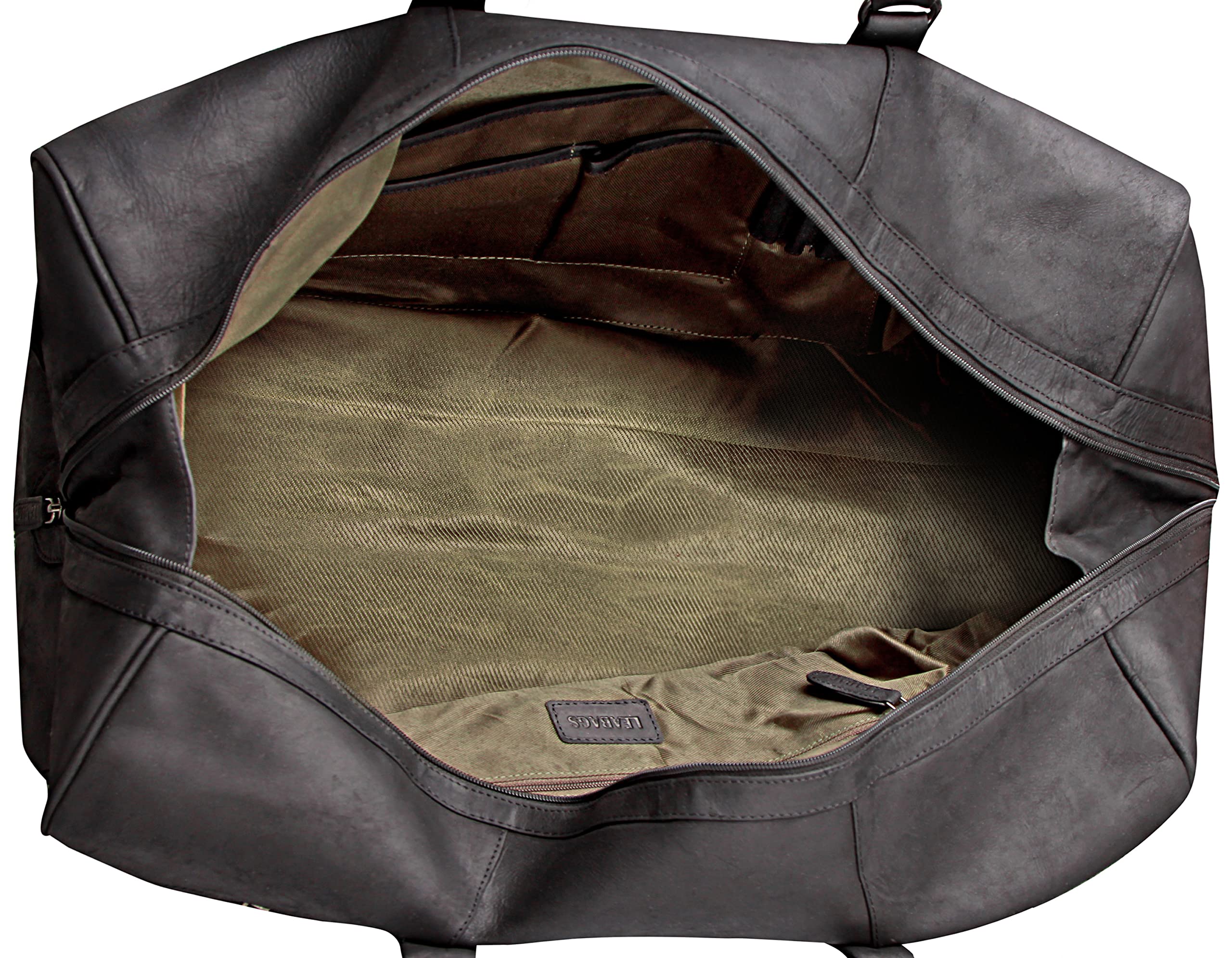 Leabags Genuine Leather Weekender Bag - 40L Premium Travel Duffle for Gym, Sports & Airplane | Stylish Carry-On Luggage for Women & Men | Perfect for Weekend Getaways, Business Trips & Workout Sessions