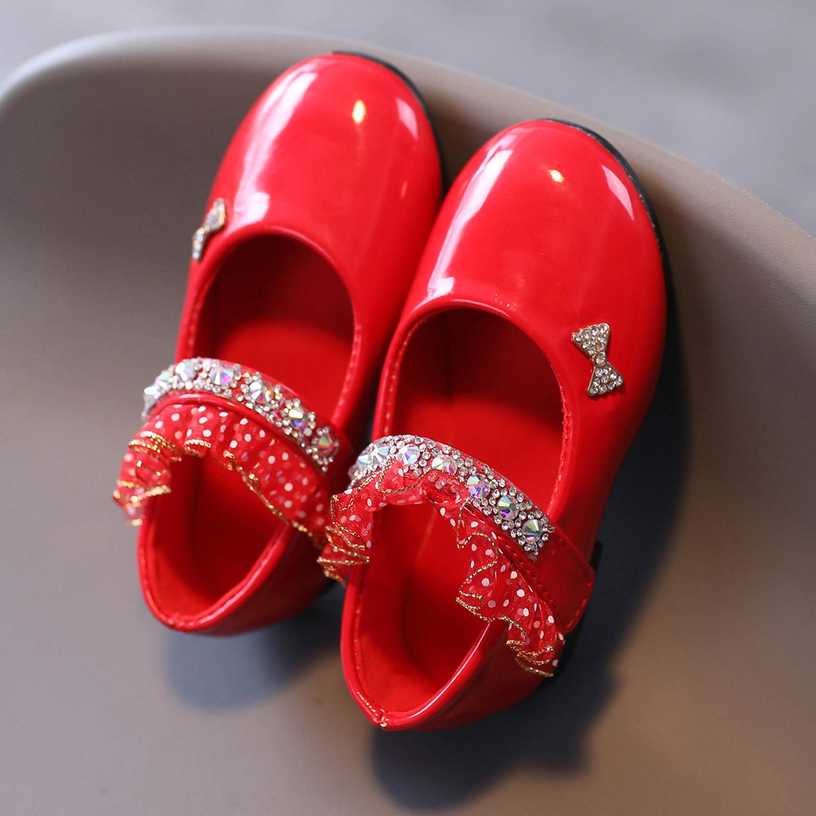 Lykmera Girls' Crystal Sneakers for Toddlers - Princess-Inspired Casual Baby Shoes for Kids (Red, Size 9.5-10 Years) | Perfect for Playdates, Parties & Everyday Wear