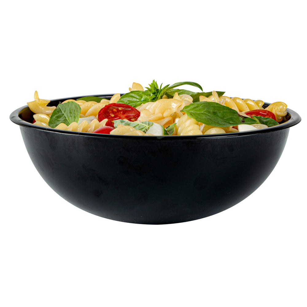 21 oz Round Black Plastic Salad Bowl - 6.75