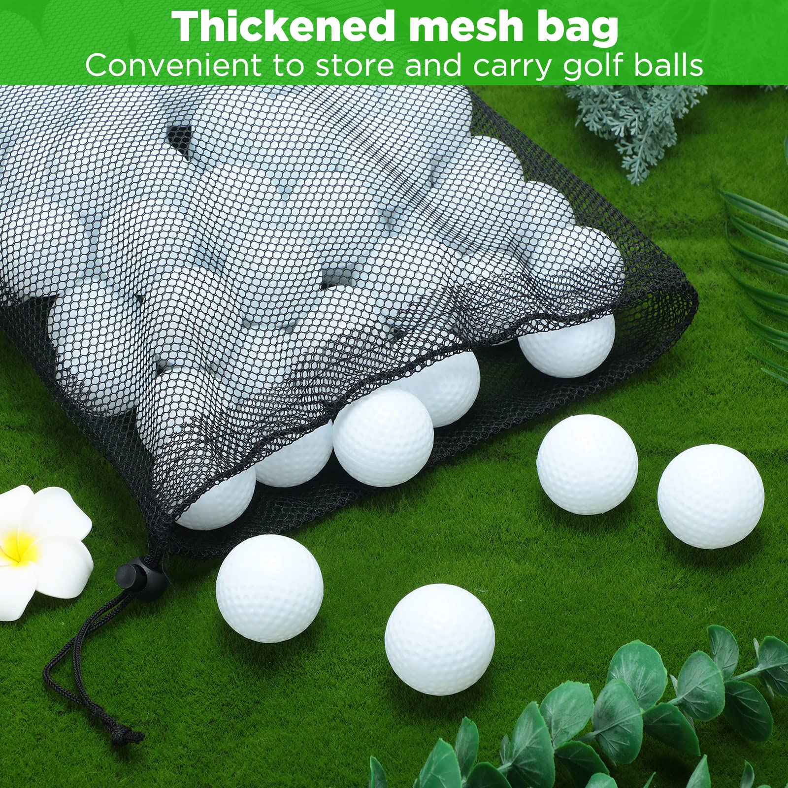 Yunsailing 120 Pcs Plastic Practice Golf Balls - Bulk Hollow Training Golf Balls with 2 Mesh Drawstring Storage Bags for Indoor & Outdoor Use | Perfect for Backyard, Driving Range, and Golf Course Practice