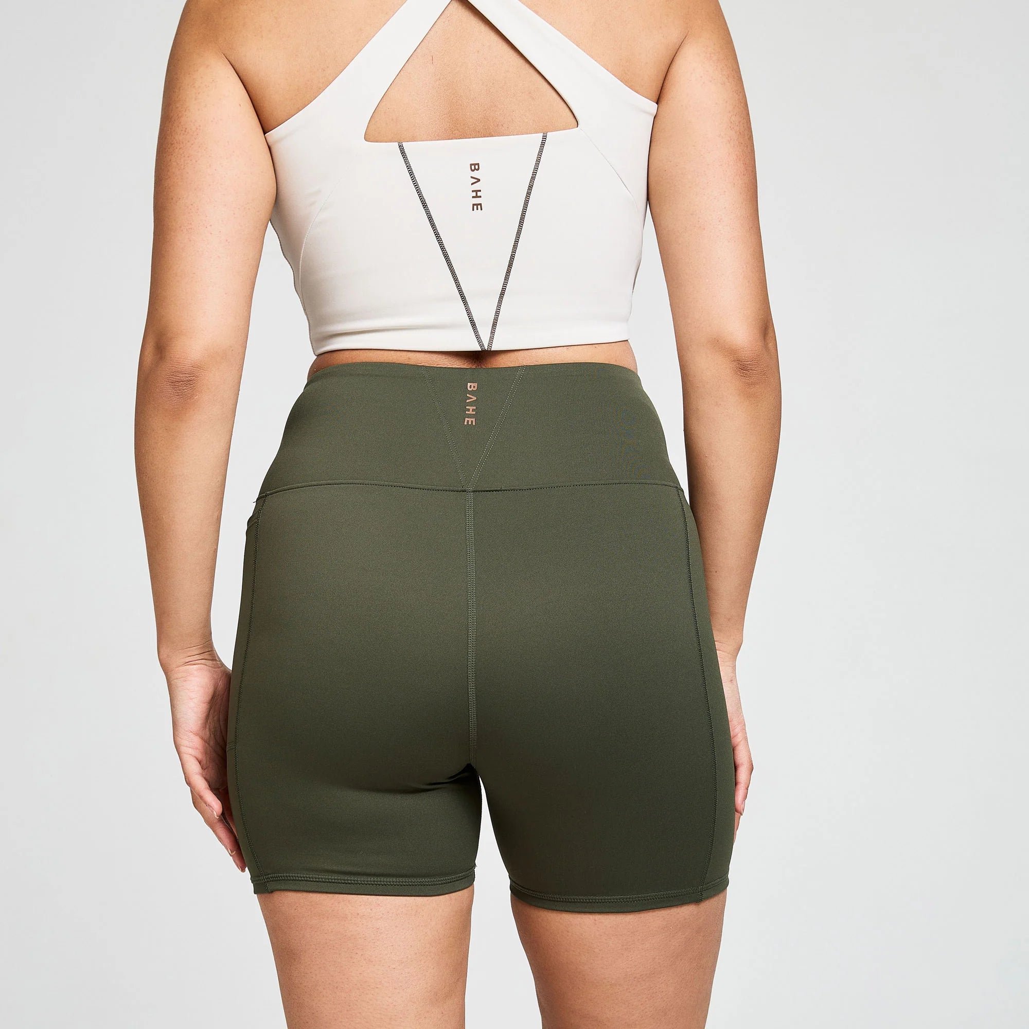 BAHE Women's High Rise Shorts - 5 Inch Inseam, Khaki Color for Casual Wear & Summer Outfits