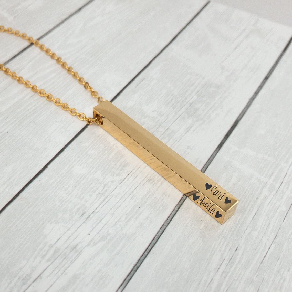 Personalized 3D Bar Necklace - Custom Engraved Name Pendant for Men & Women - Unique Gift for Anniversary, Birthday & Valentine's Day - Perfect for Everyday Wear & Special Occasions