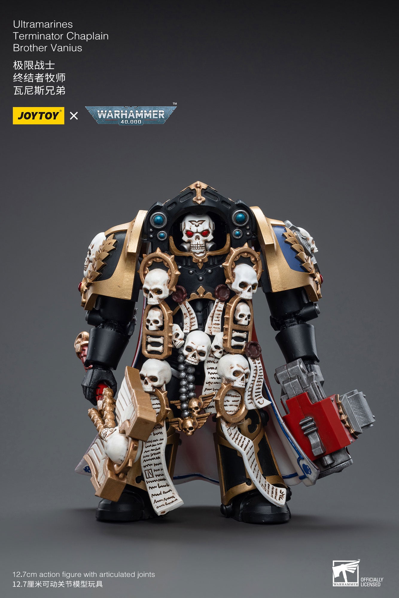 JOYTOY 1/18 Scale 3.75 Inch Ultramarines Terminator Chaplain Brother Vanius Action Figure - Collectible Warhammer 40K Miniature for Display, Gaming & Cosplay